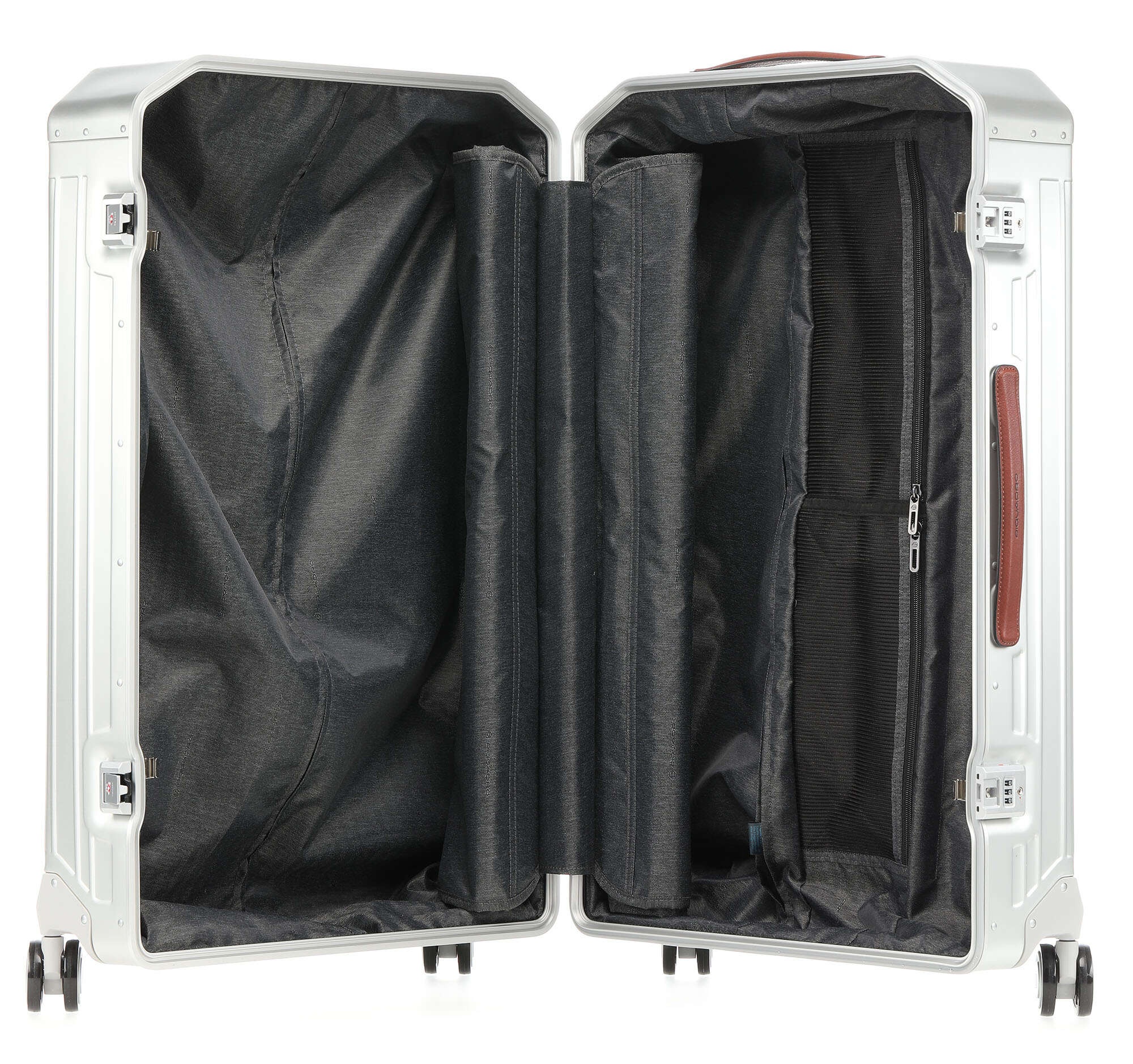 Piquadro Alu Spinner (4 wheels) grey/hide