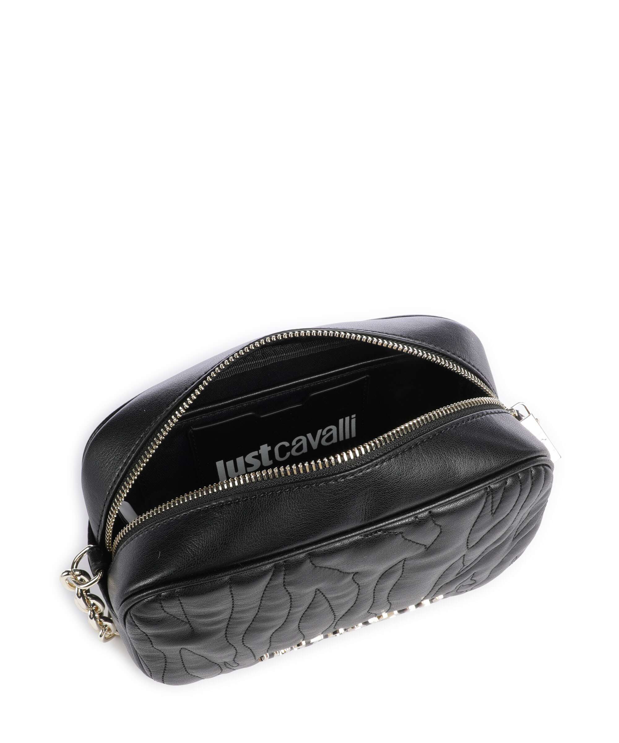 Just Cavalli Quilted Zebra Crossbody bag black