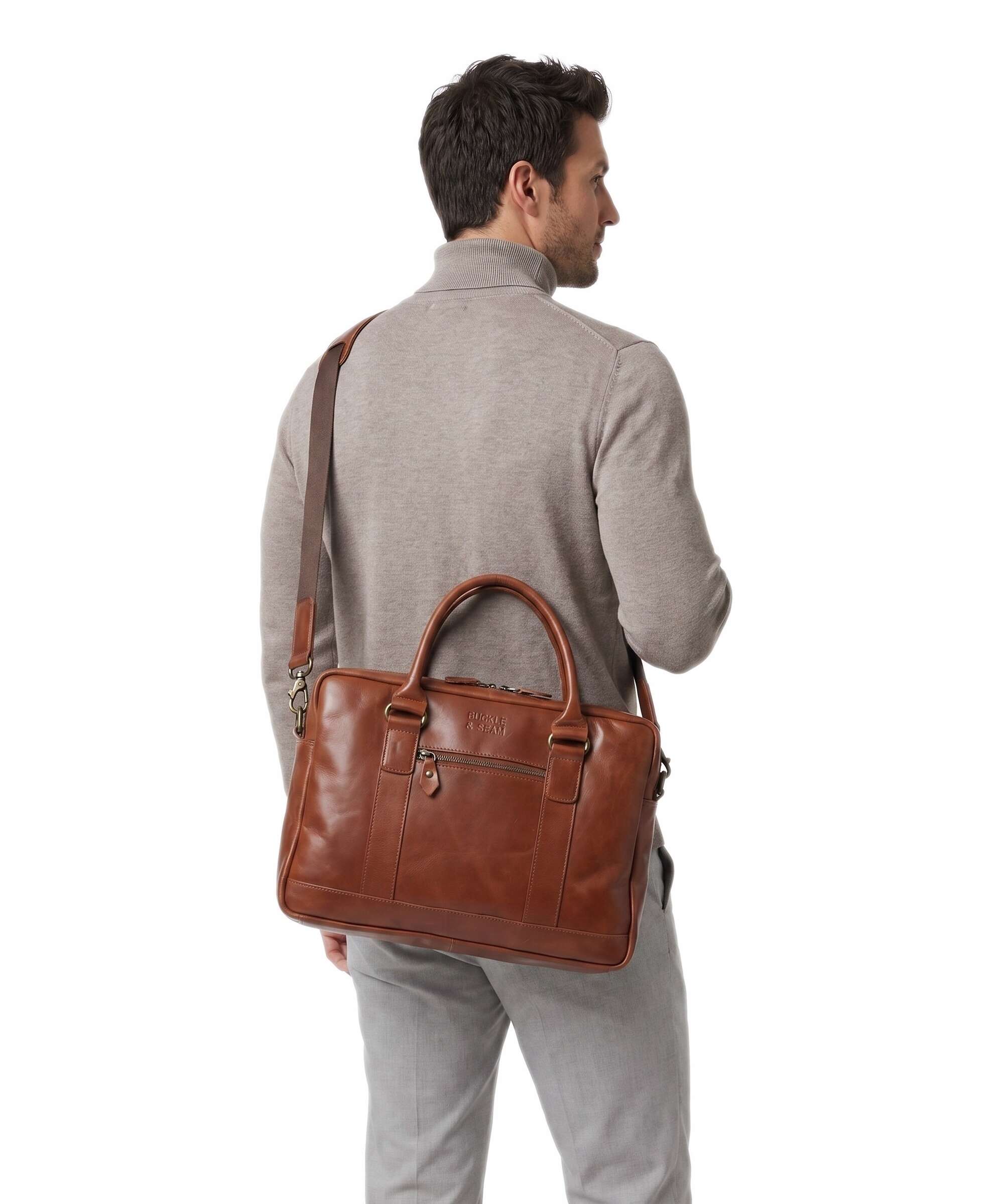 Buckle & Seam Everett Briefcase cognac