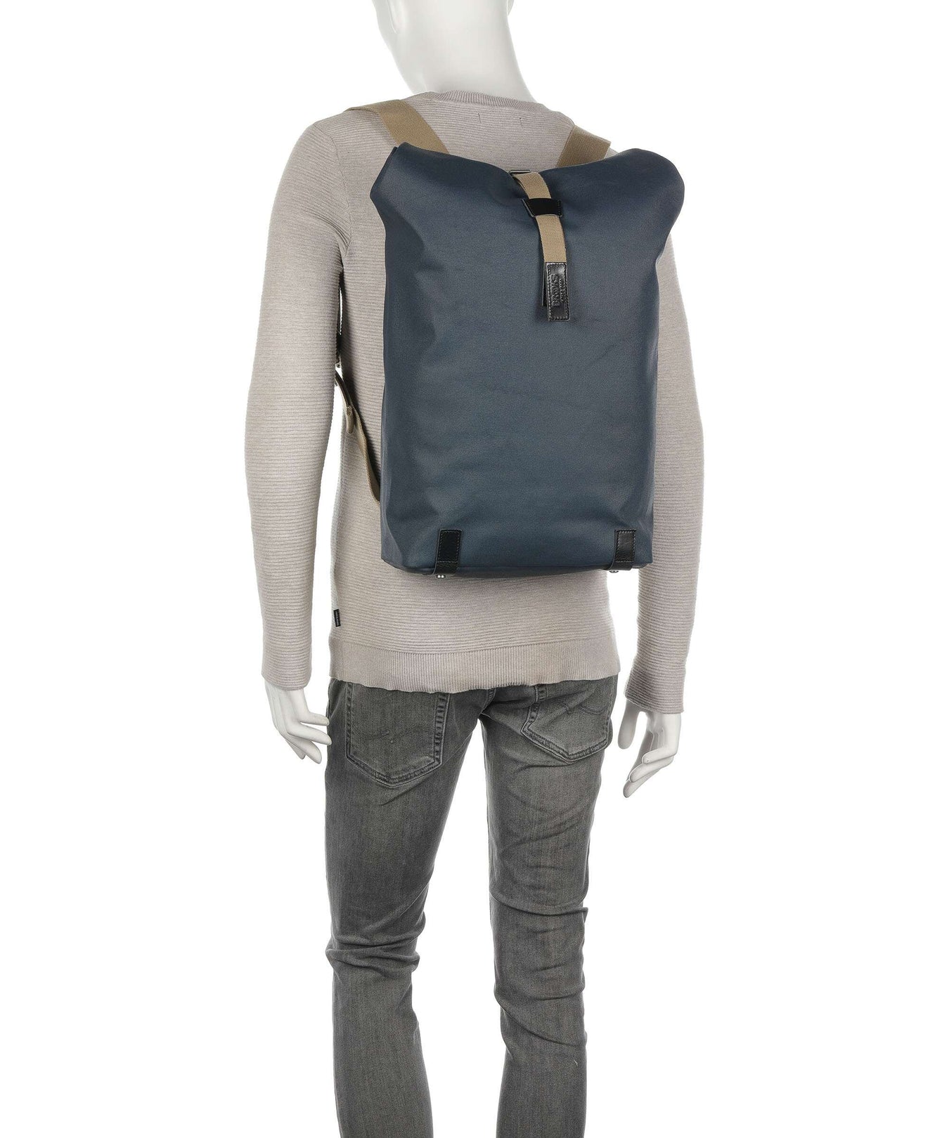 Brooks England Pickwick Cotton Canvas Large Rolltop backpack dark blue