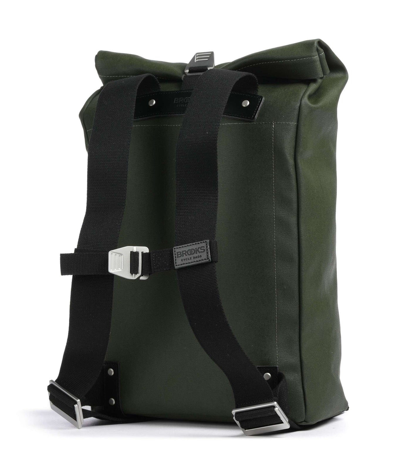 Brooks England Pickwick Cotton Canvas Large Rolltop backpack forest