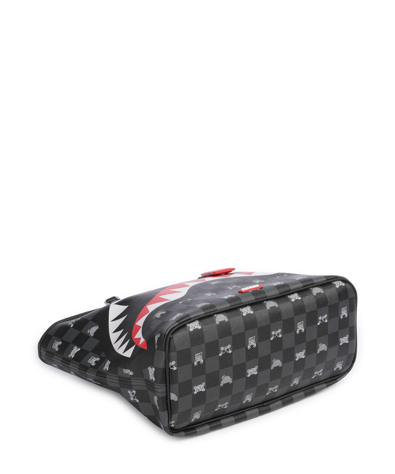 Sprayground Gray Peeking Character Check Tote bag black