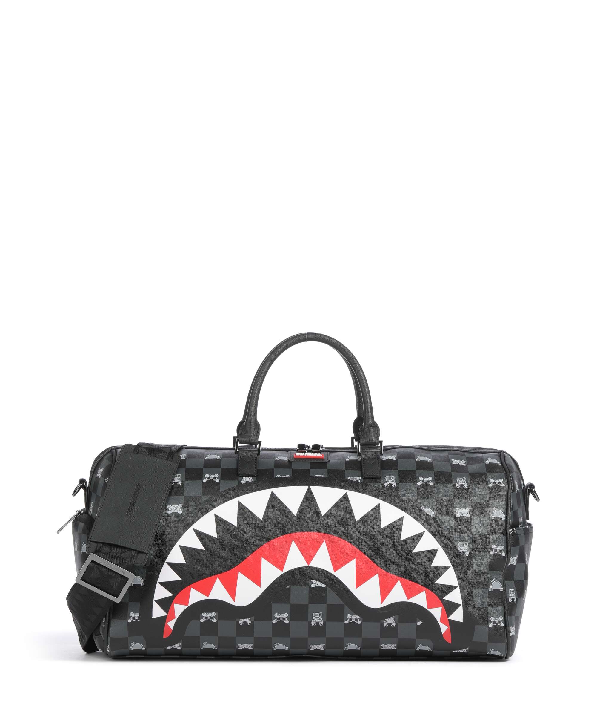 Sprayground Gray Peeking Character Check Weekend bag black