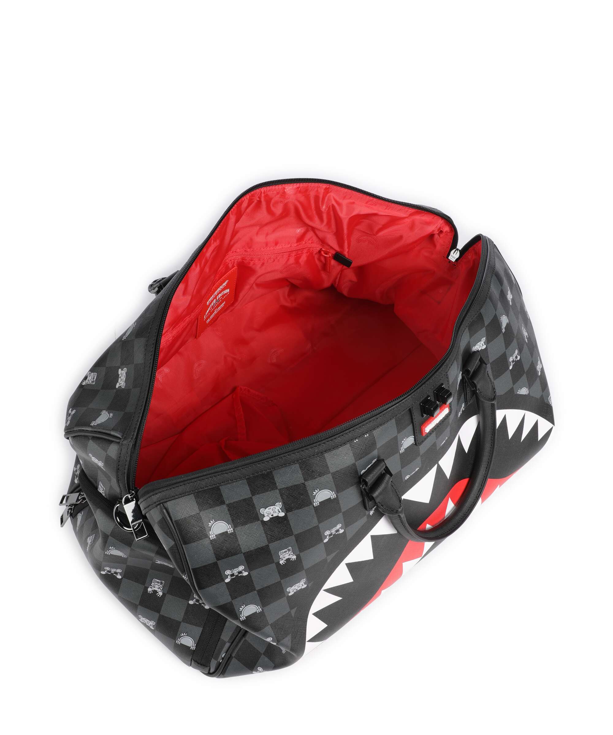 Sprayground Gray Peeking Character Check Weekend bag black