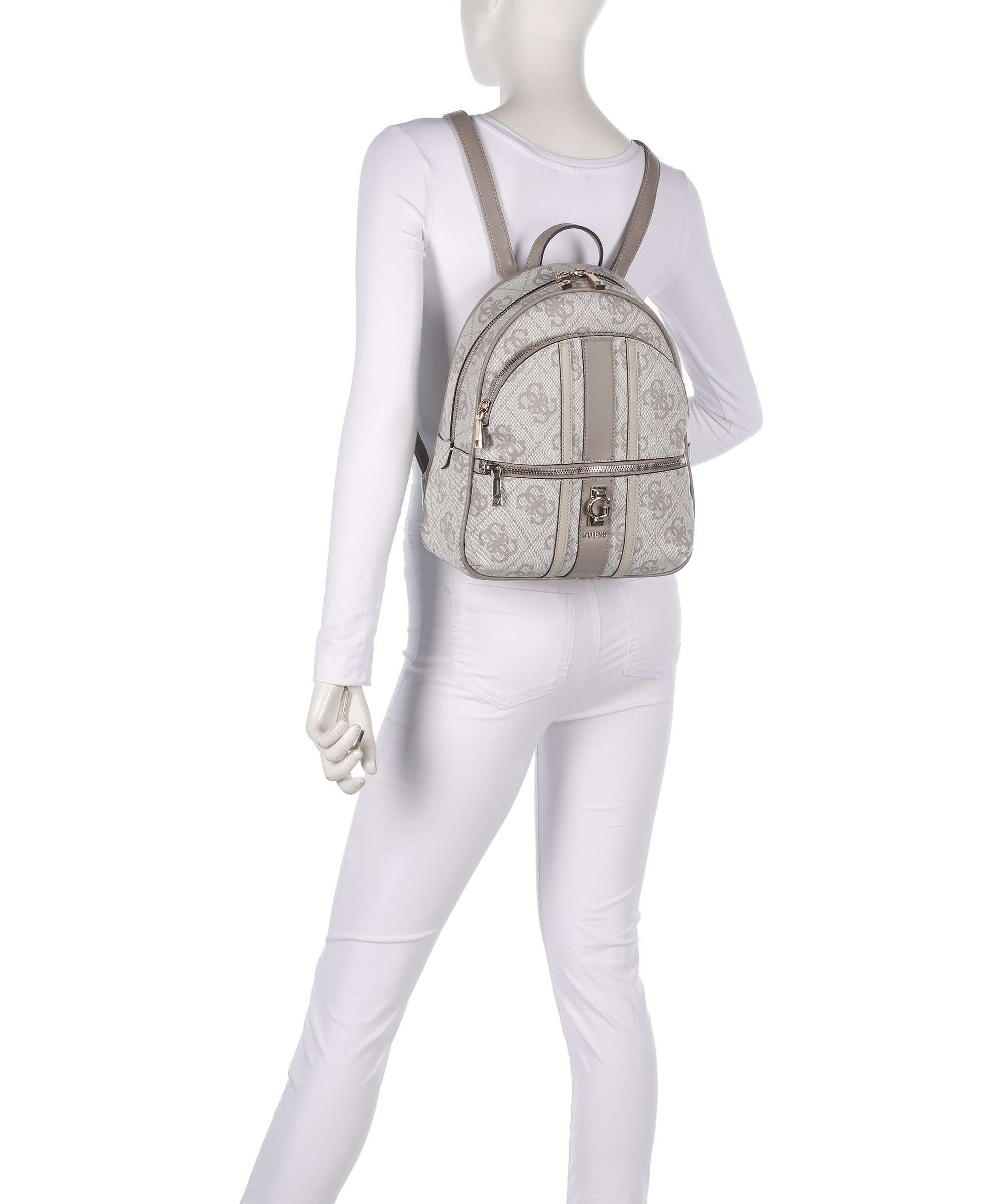 Guess Erenia Backpack dark taupe logo