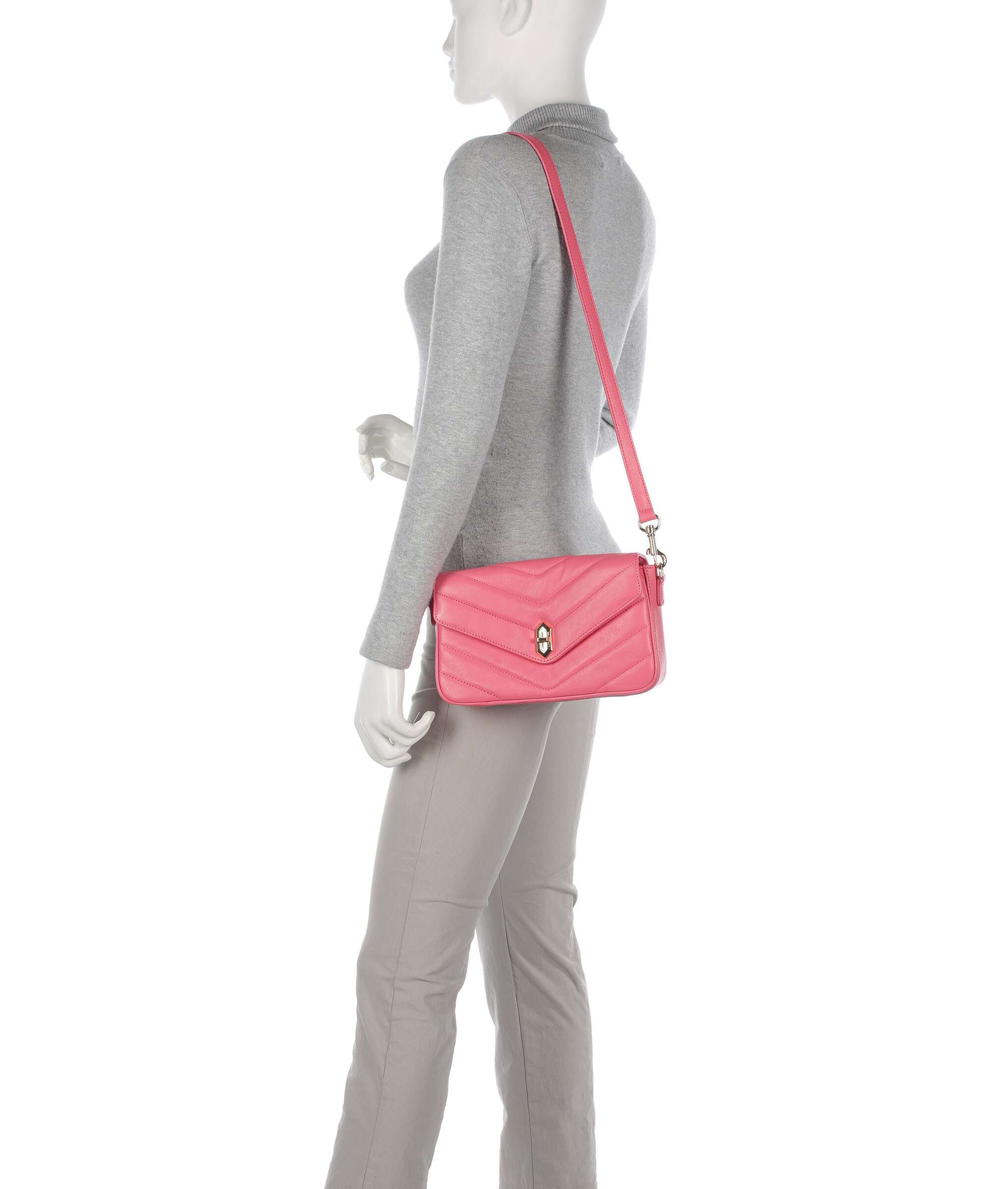 Lancaster Soft Matelassé Crossbody bag rose fonce