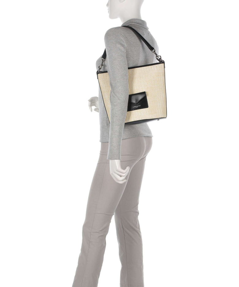 Lancaster Actual Mini Osier Hobo bag beige