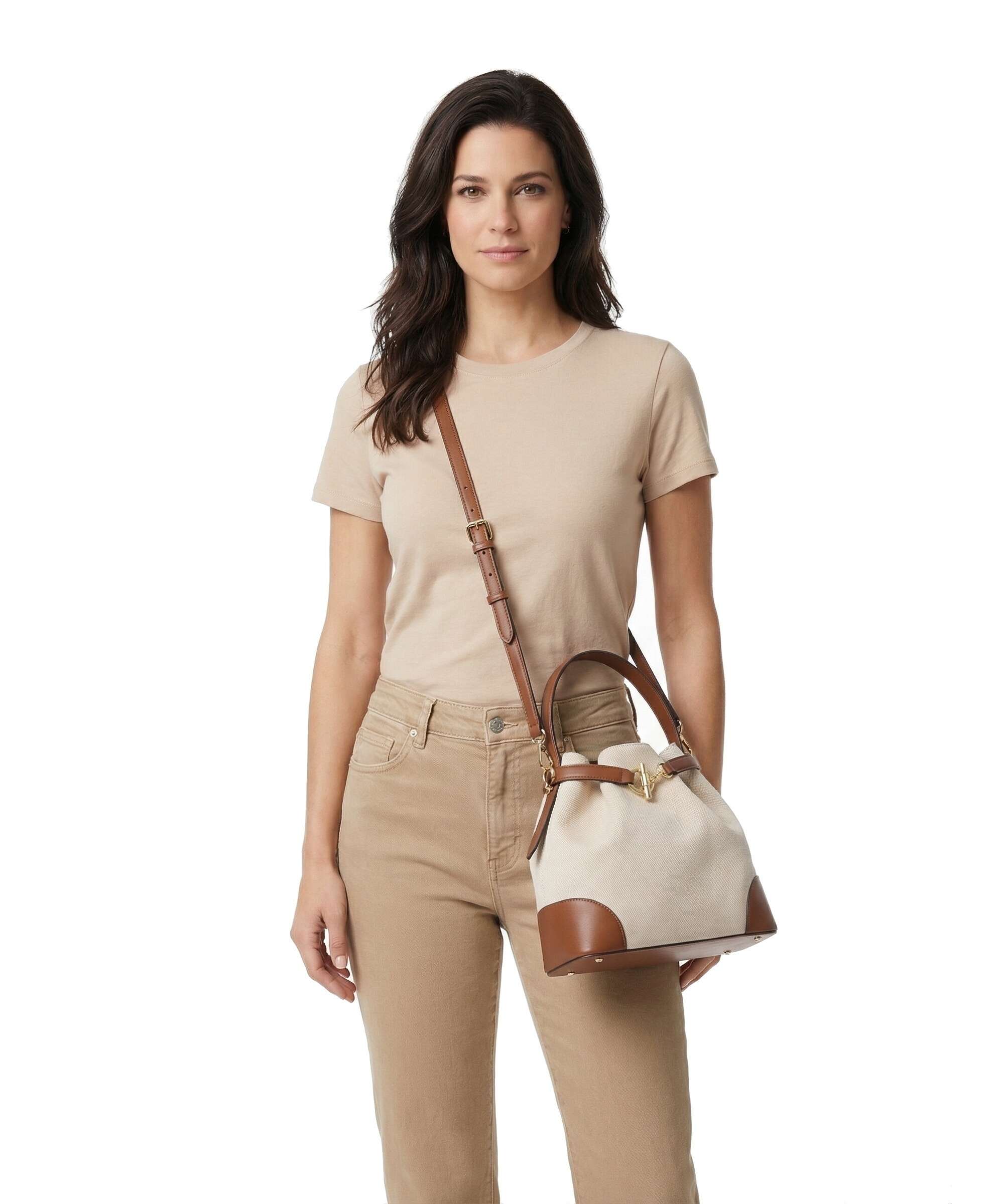 Lauren Ralph Lauren Blaike Medium Bucket bag natural/buff canvas/lauren tan