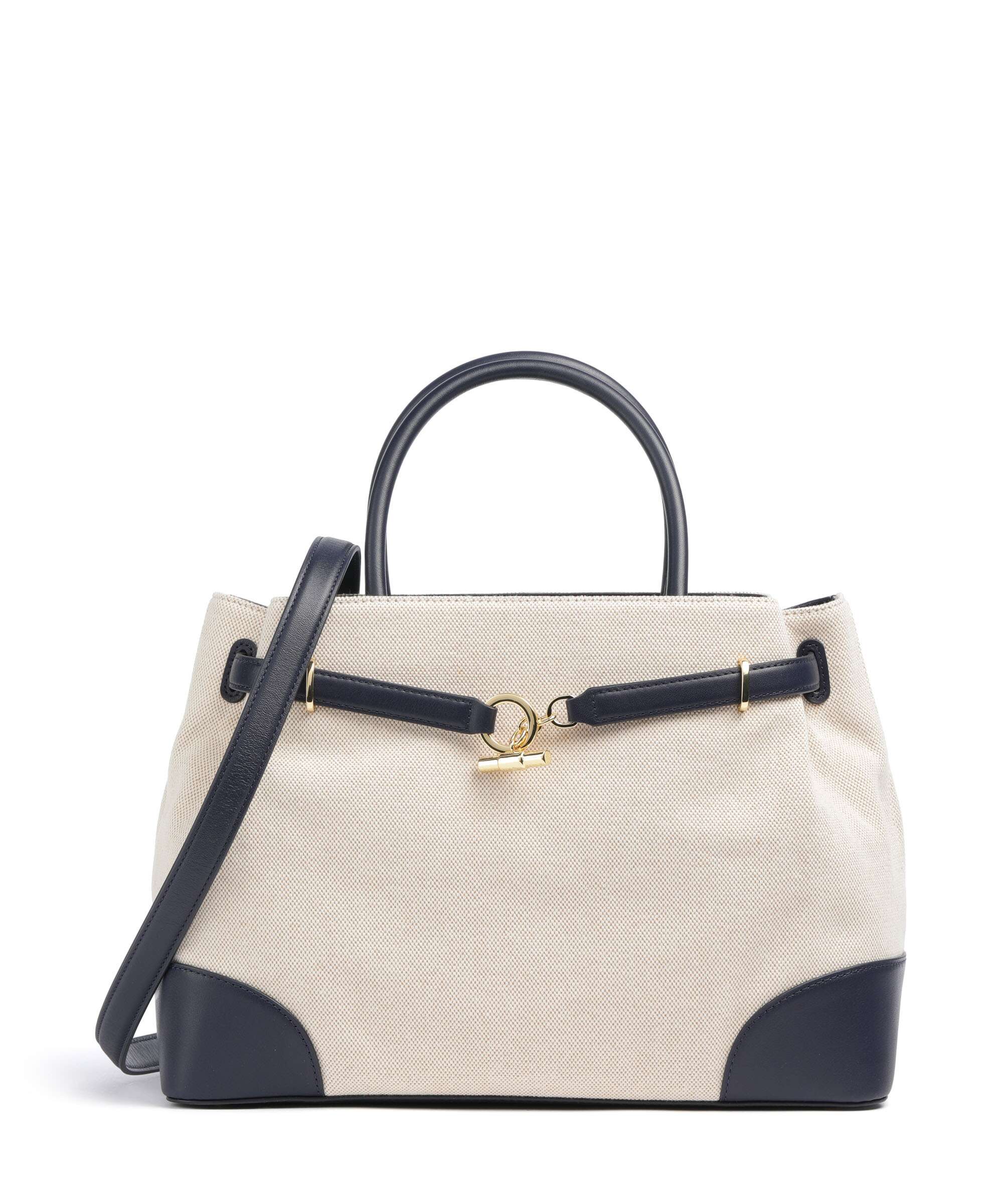 Lauren Ralph Lauren Blaike Large Handbag natural/buff canvas/refined navy