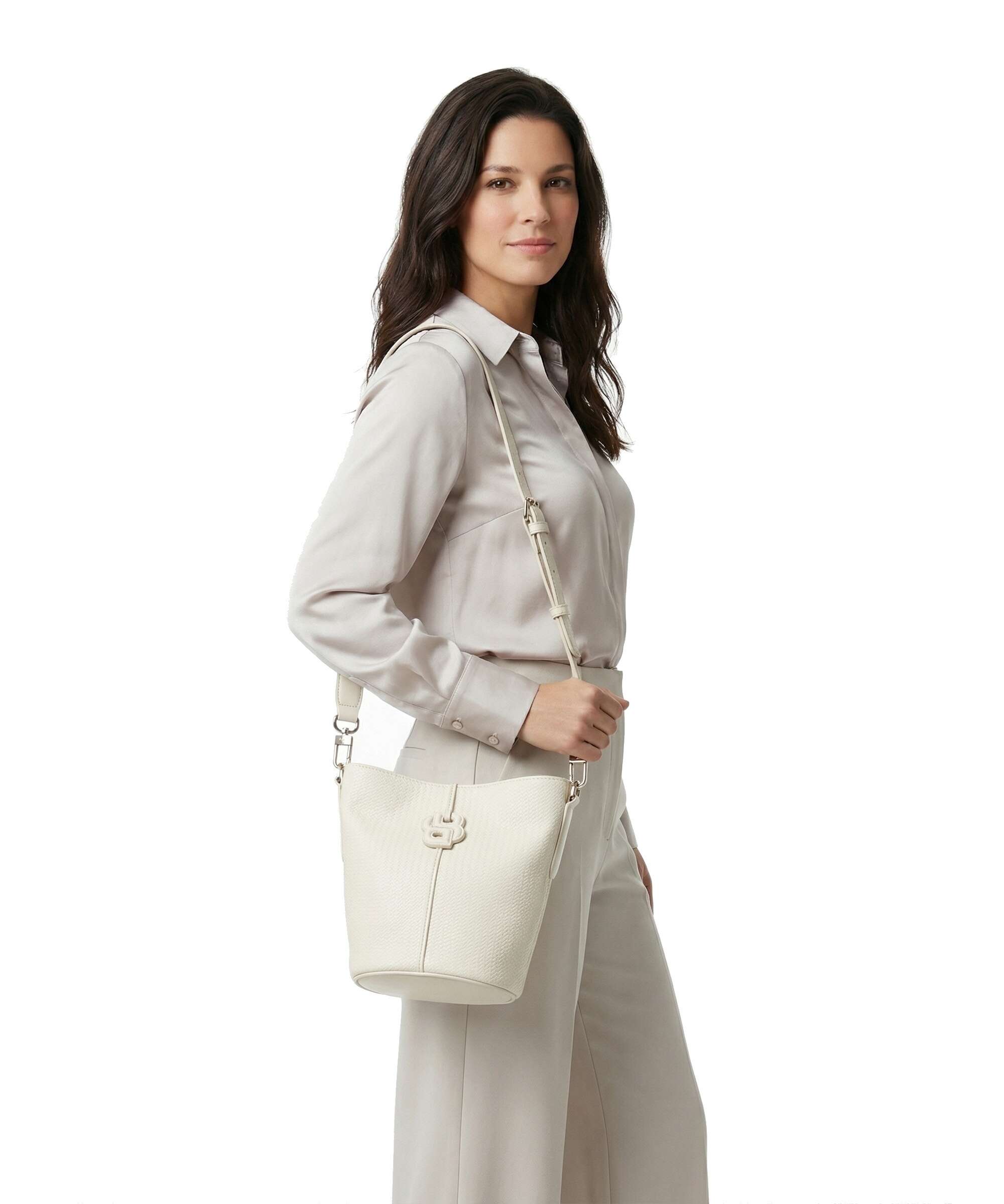 BOSS Anett Bucket bag open white