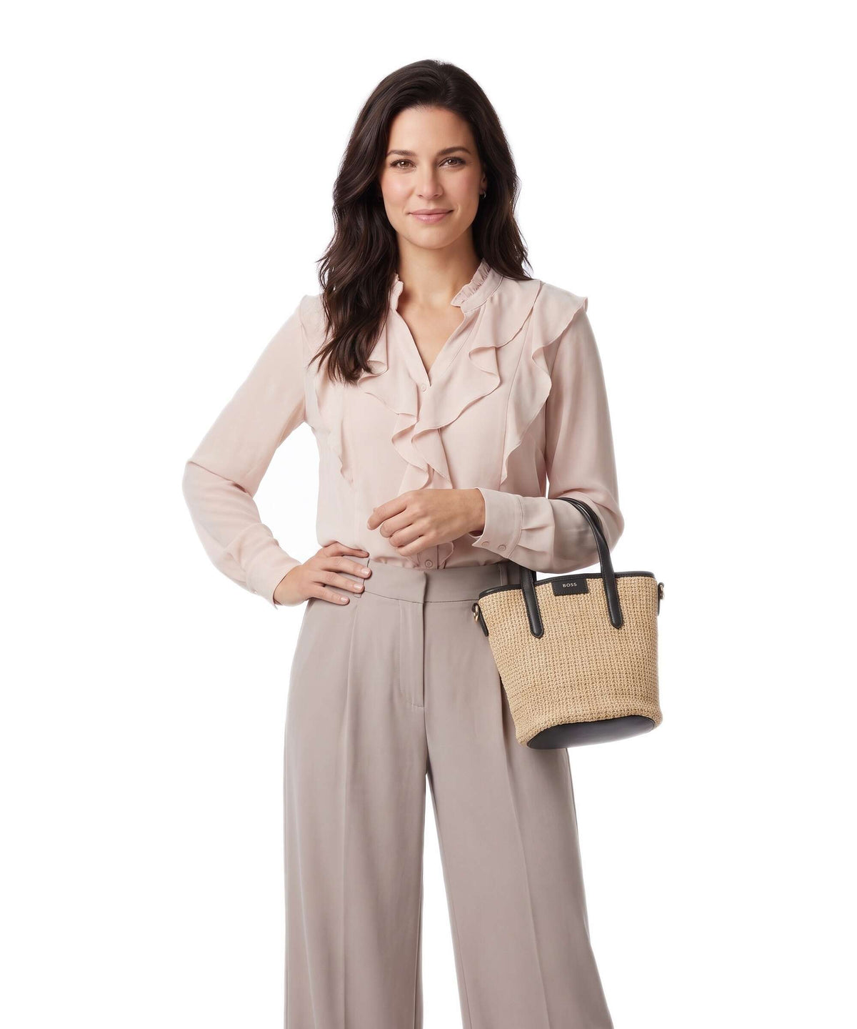 BOSS Jala Bucket bag open white
