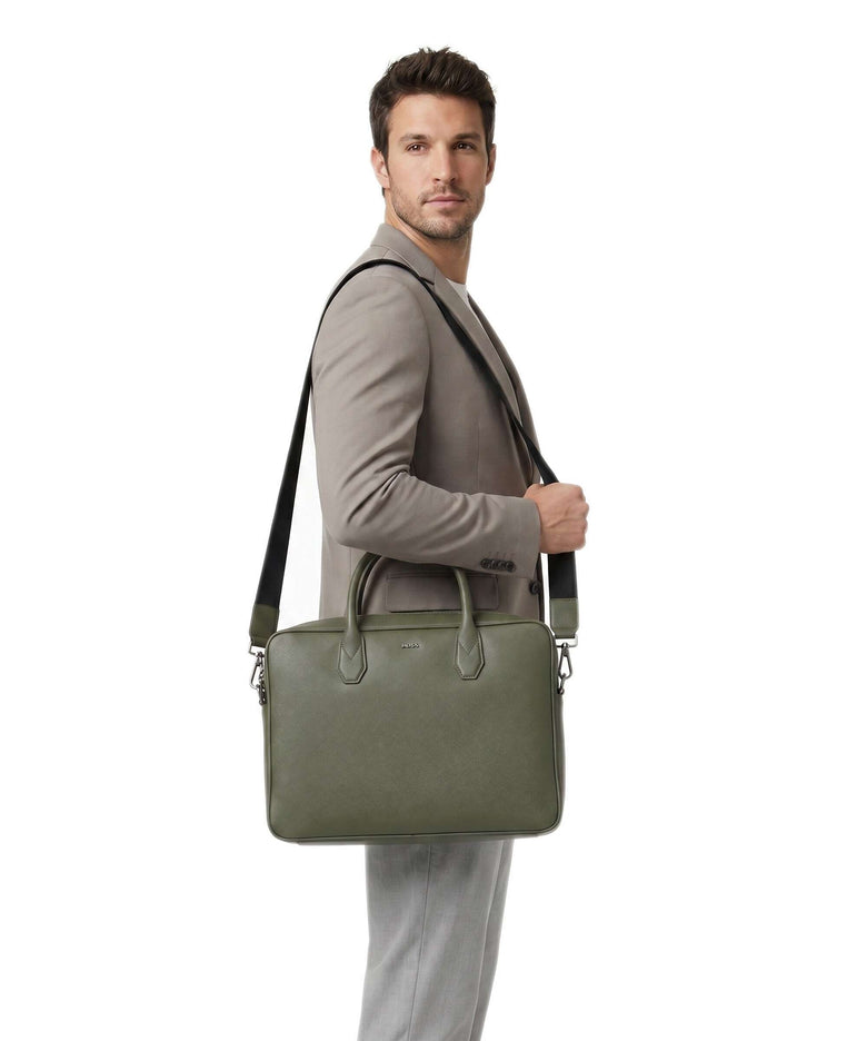 BOSS Northon Briefcase open green