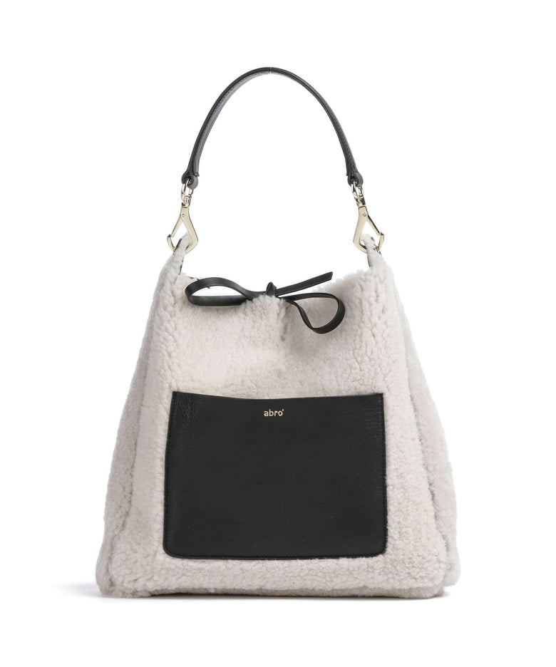 Abro Shearling Raquel Hobo bag black/white
