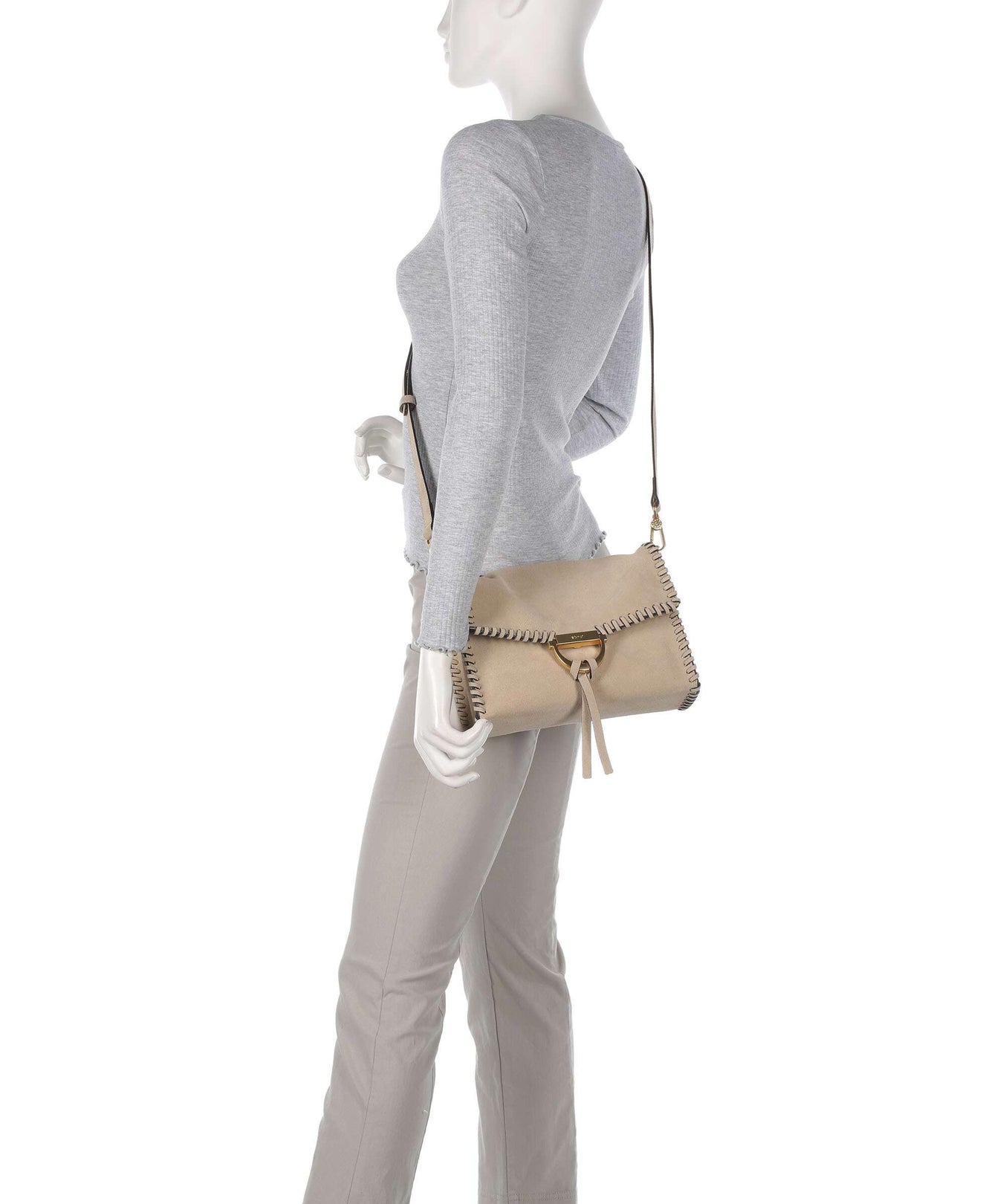 Abro Suede Temi Stitch Shoulder bag natural