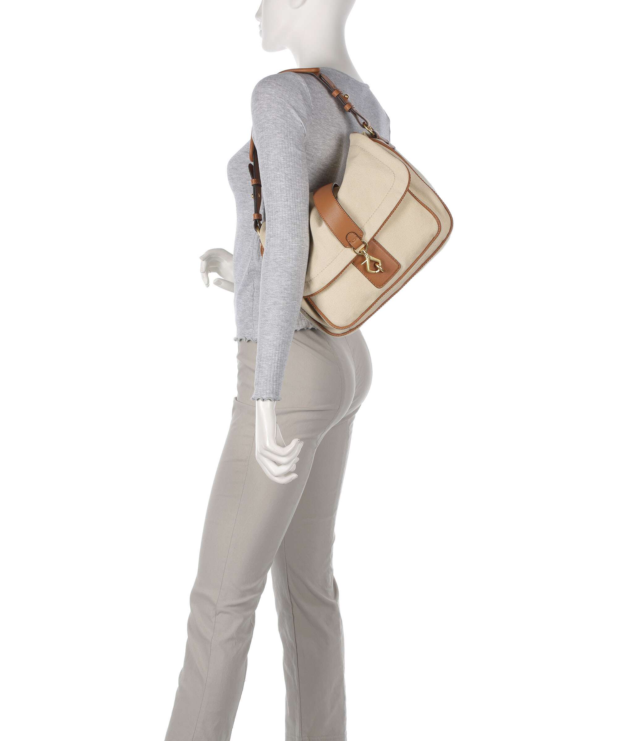 Abro Olana Star Saddle Hobo bag natural/cuoio