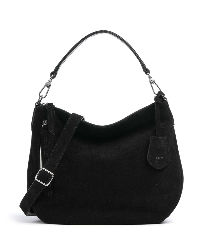 Abro Suede Juna Small Hobo bag black/nickel