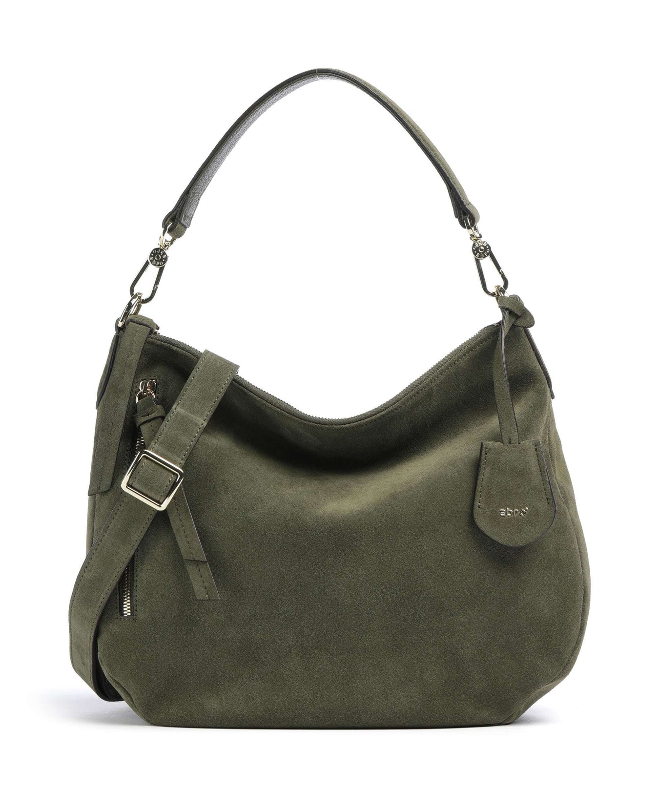 Abro Suede Juna Small Hobo bag oliv