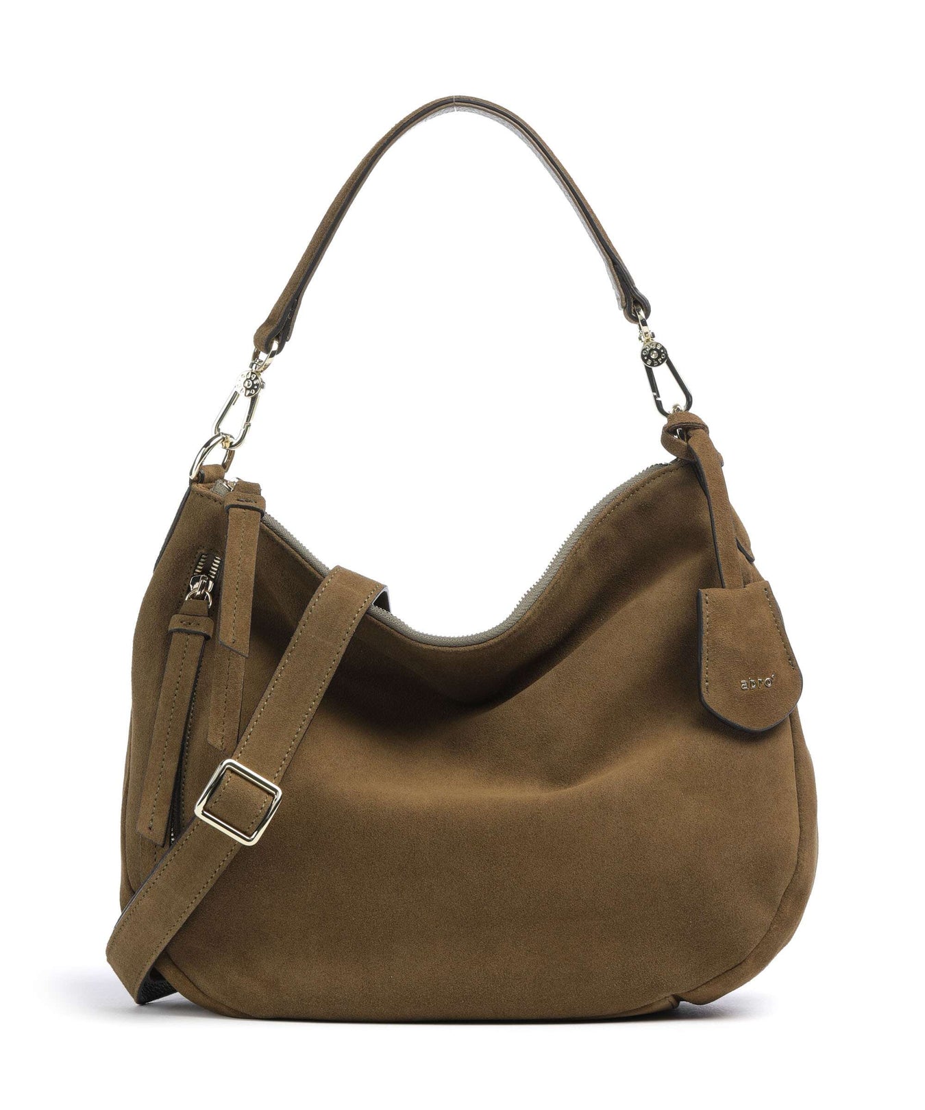 Abro Suede Juna Small Hobo bag military