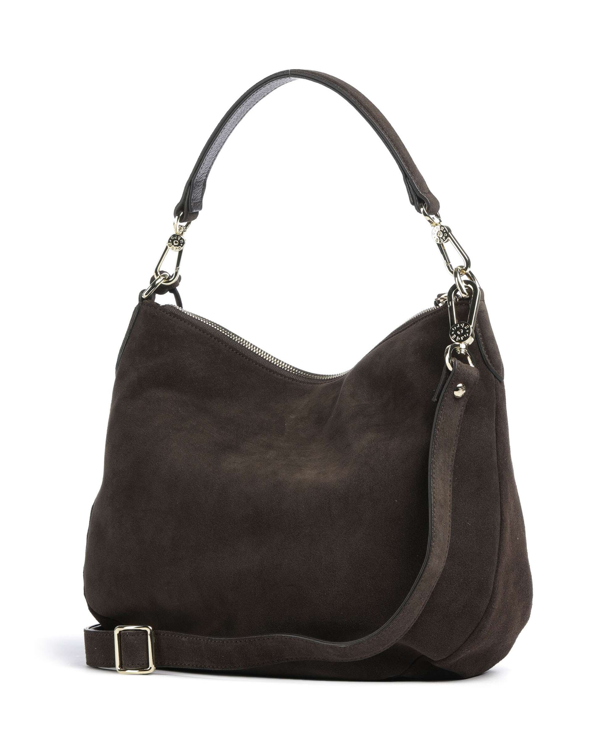 Abro Suede Juna Small Hobo bag dark brown
