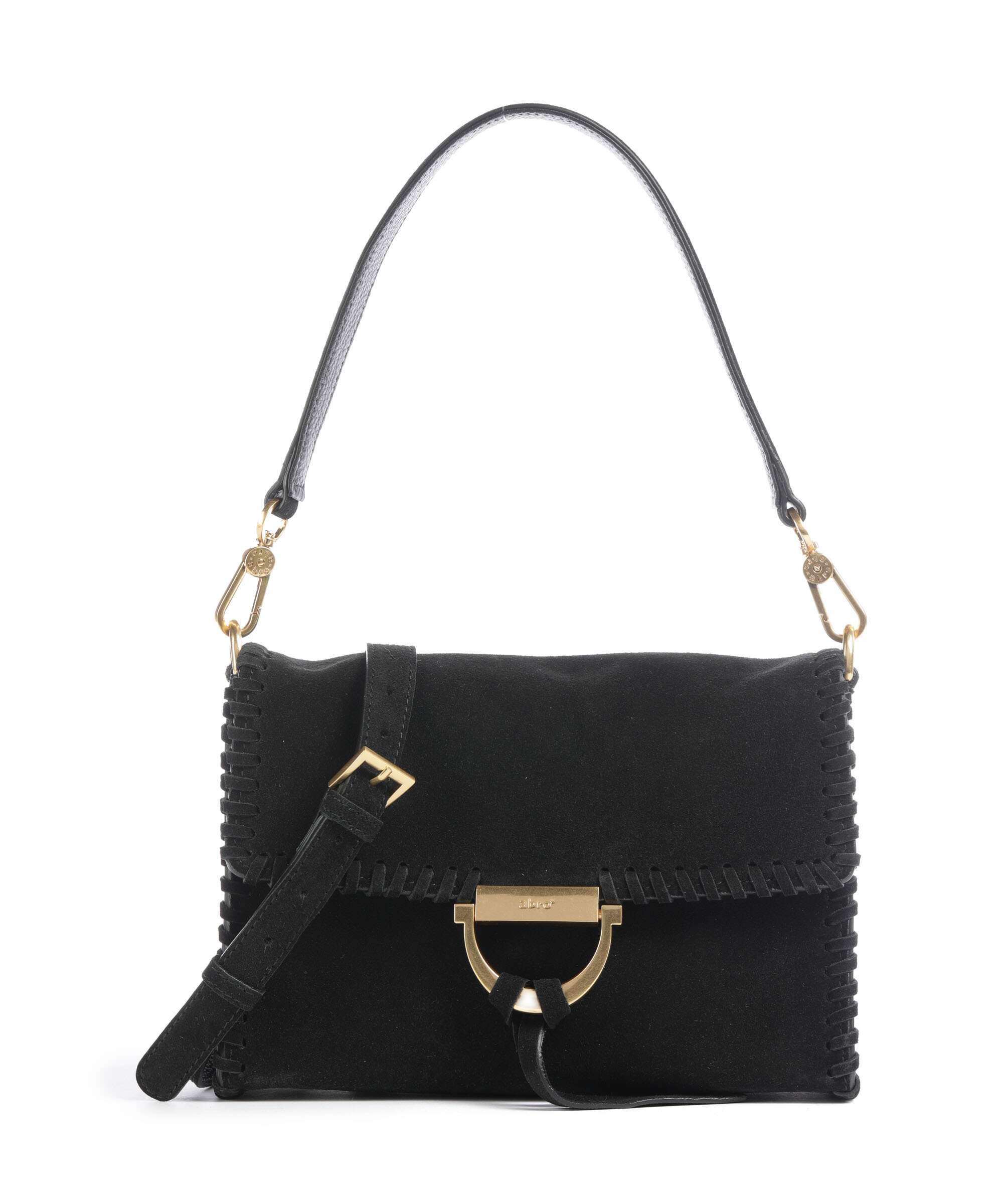 Abro Suede Temi Stitch Shoulder bag black/gold