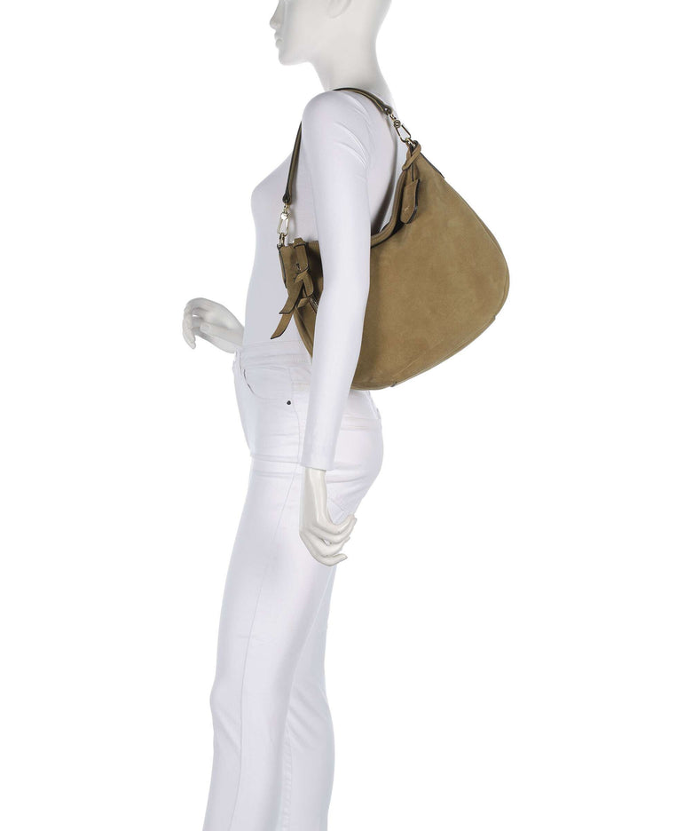 Abro Suede Juna Small Hobo bag mud