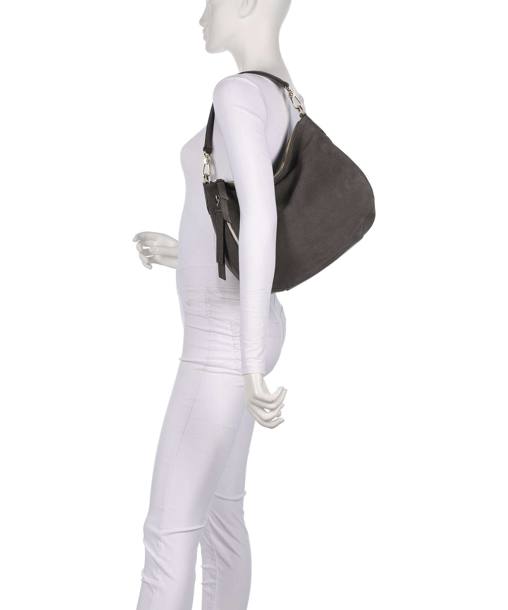Abro Suede Juna Small Hobo bag grey