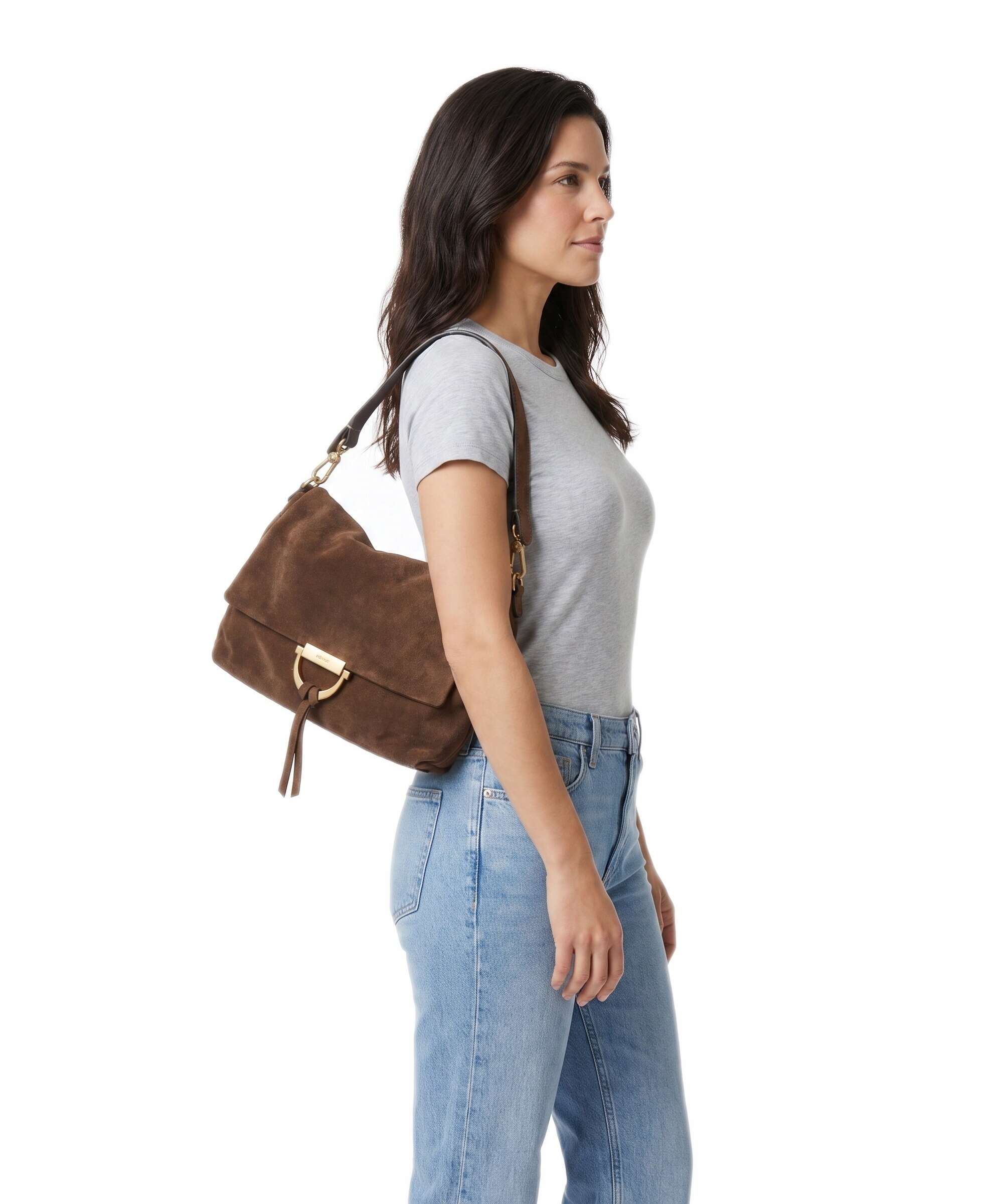 Abro Suede Temi Medium Shoulder bag wood