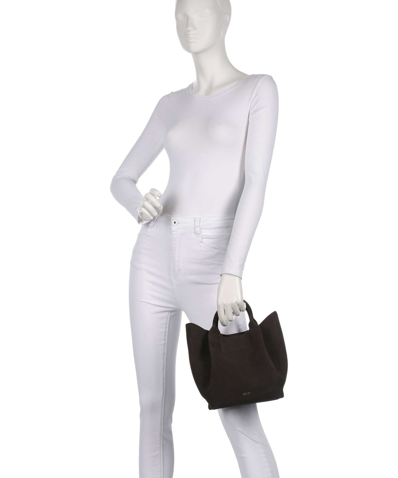 Abro Suede Essential Small Handbag dark brown