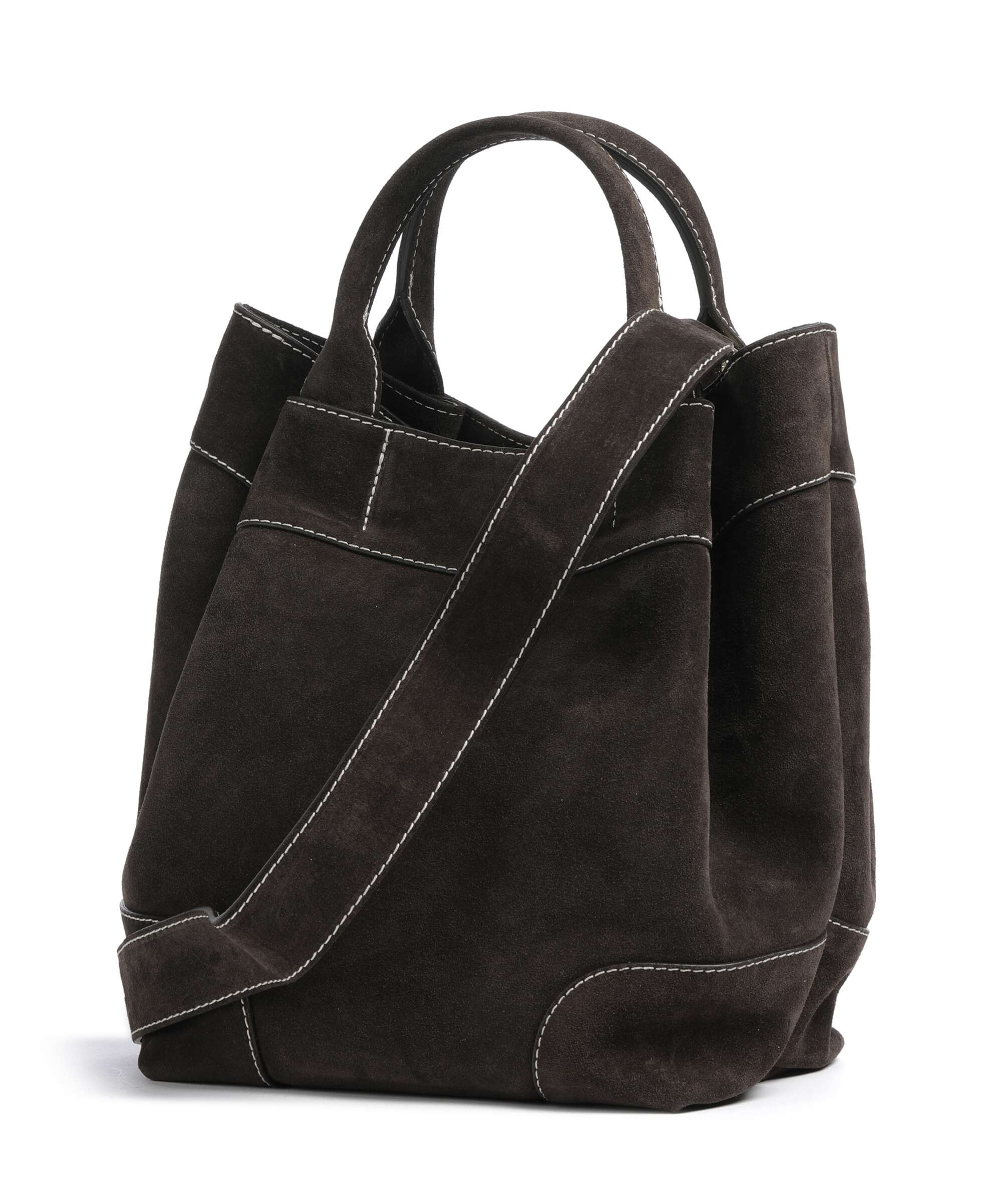 Abro Suede Essential Medium Handbag dark brown