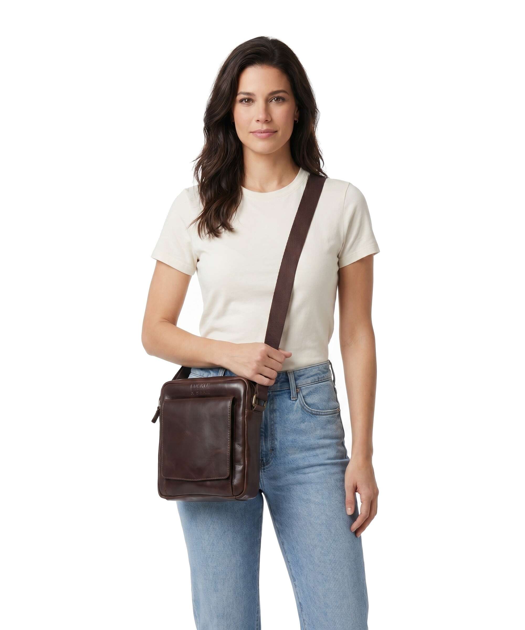 Buckle & Seam Crazy Horse Collector Crossbody bag brown