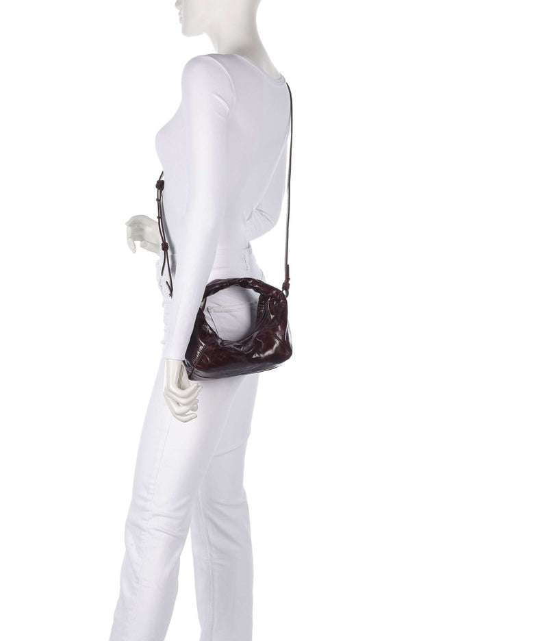 Les Visionnaires Greta Icon Crikle Mini Handbag bordeaux red