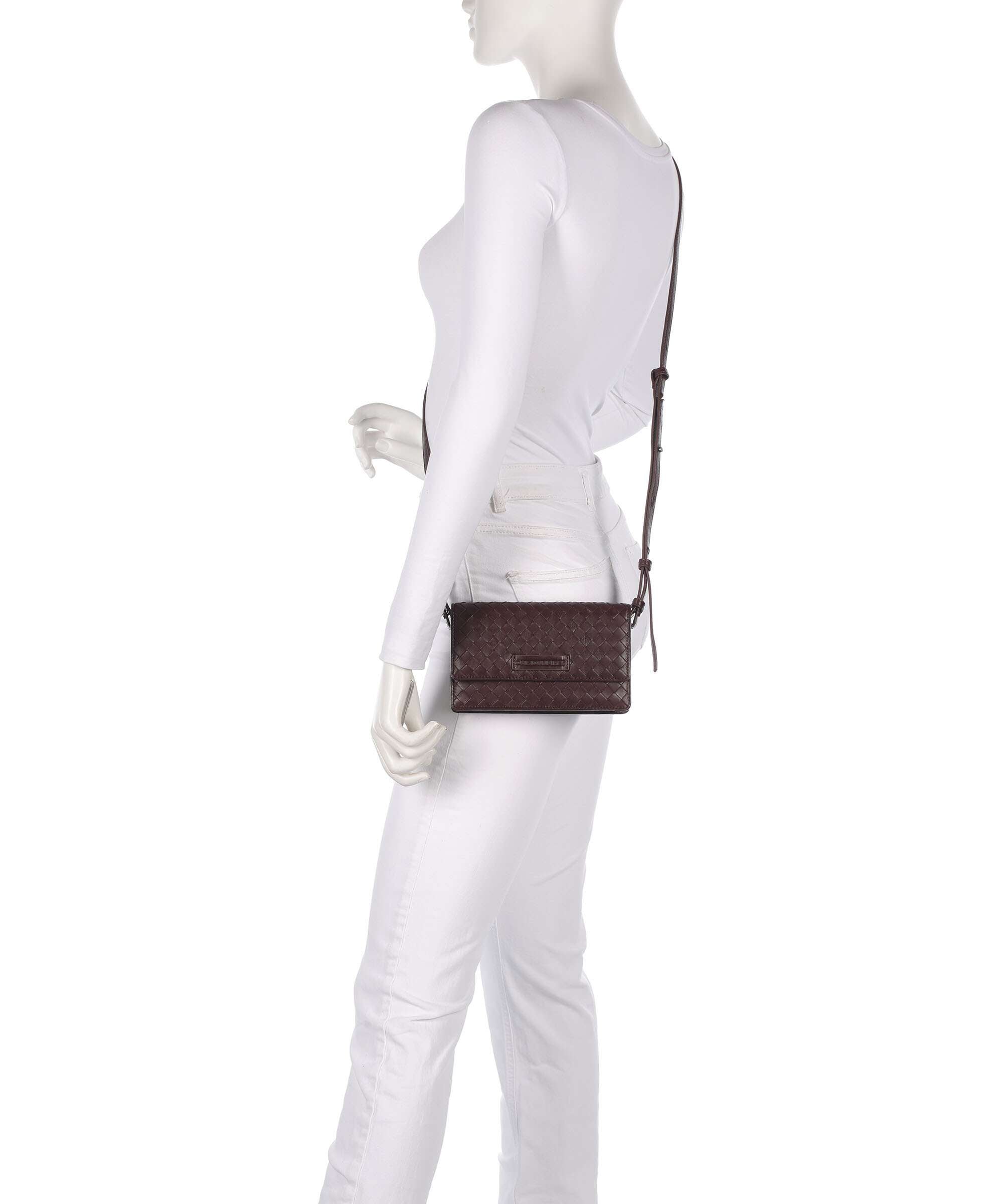 Les Visionnaires Brit Weave Silky Crossbody bag aubergine