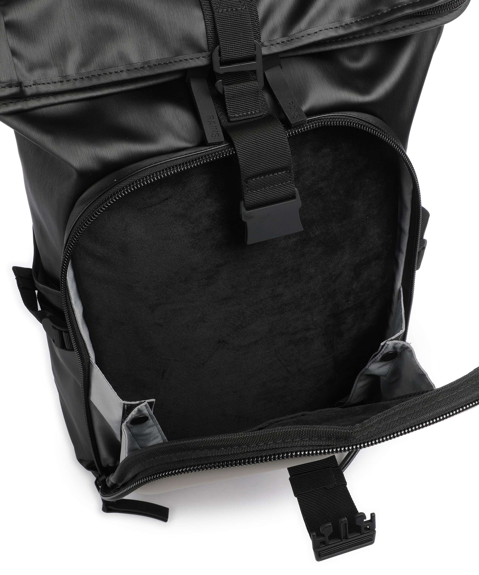 Rains Texel Moulded Rolltop backpack black grain