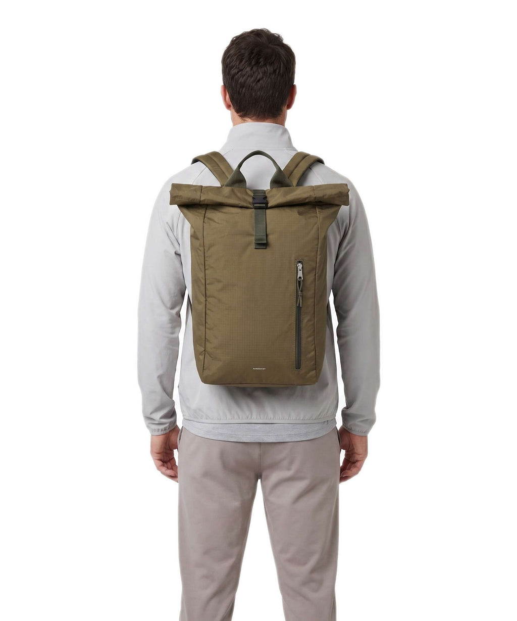 Sandqvist Grid Rolltop backpack olive