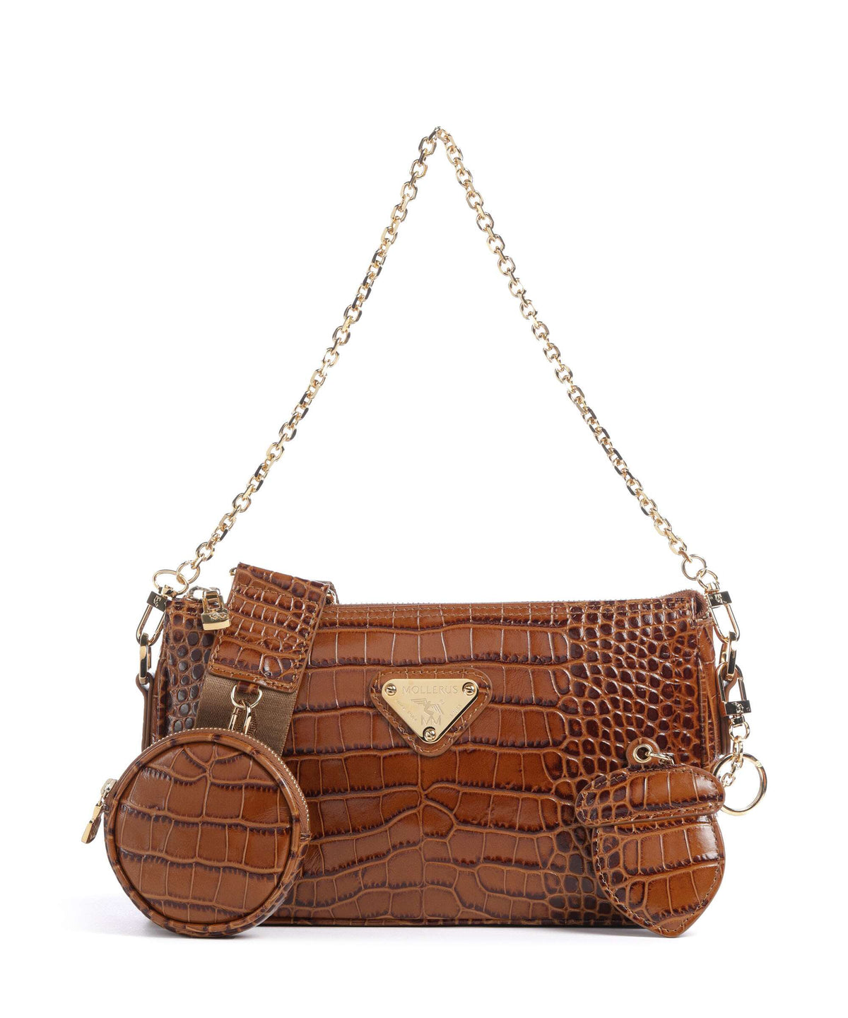 Maison Mollerus Croco Zell Shoulder bag honey braun