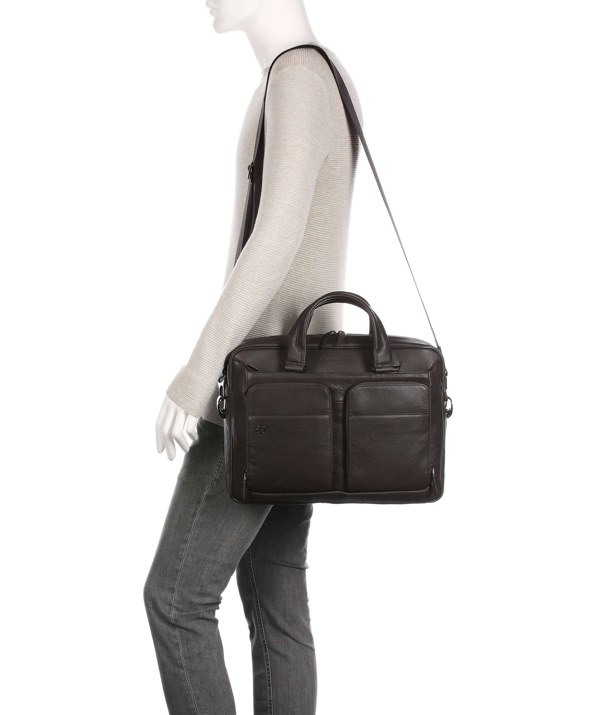 Piquadro Black Square Briefcase testa di moro