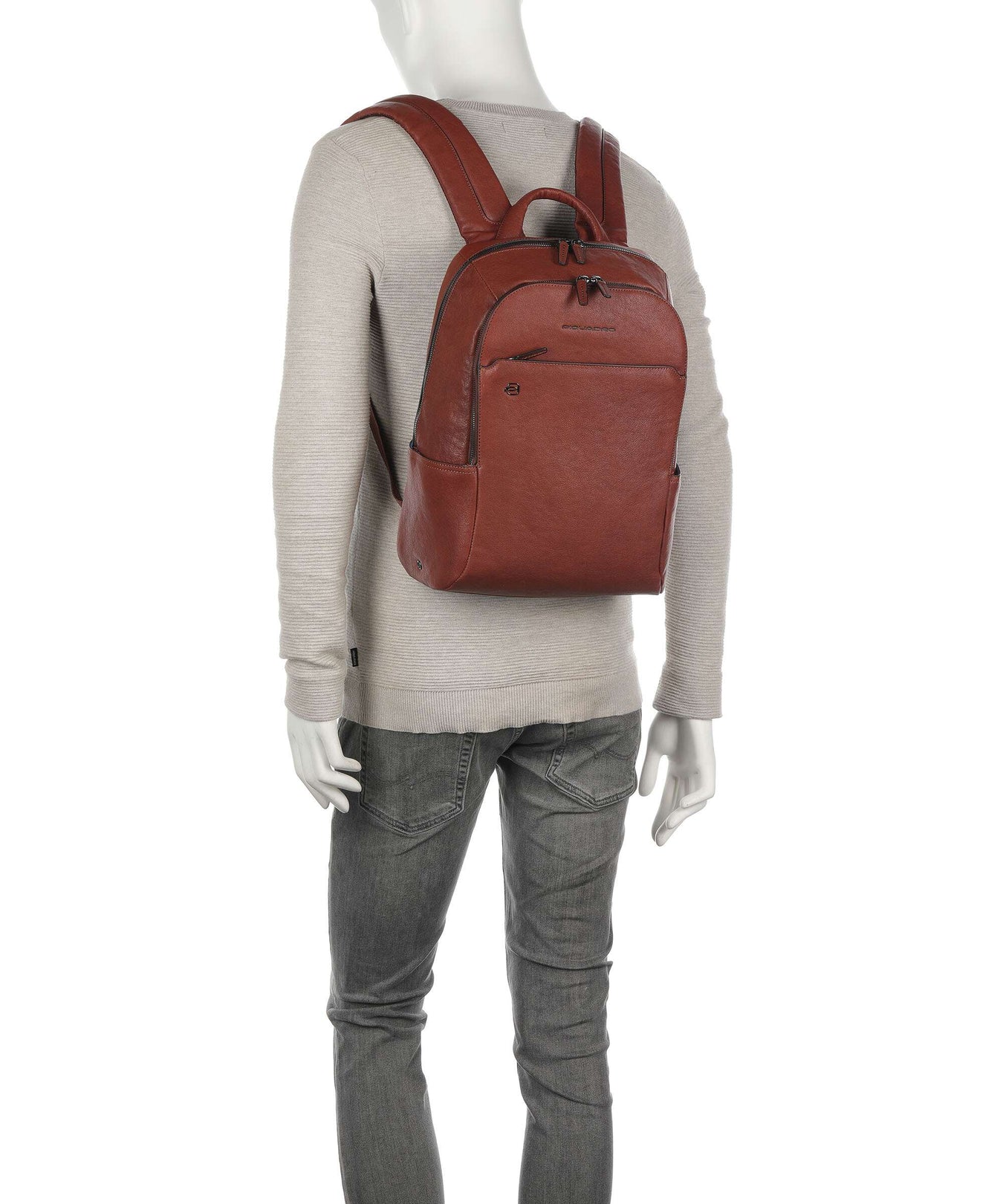 Piquadro Black Square Laptop backpack cuoio