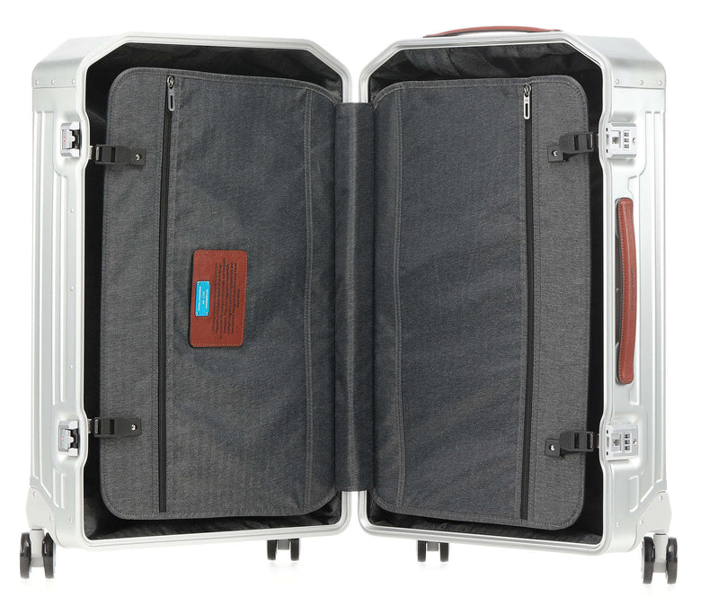 Piquadro Alu Spinner (4 wheels) grey/hide