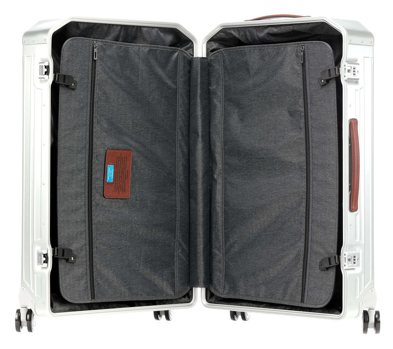 Piquadro Alu Spinner (4 wheels) grey/hide