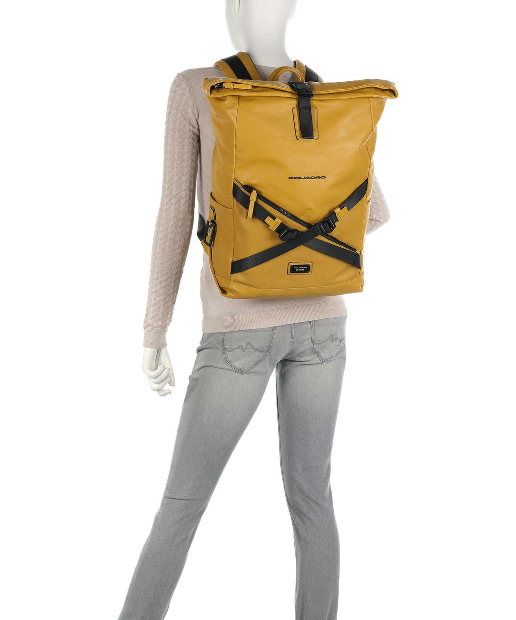 Piquadro Harper RFID Rolltop backpack yellow