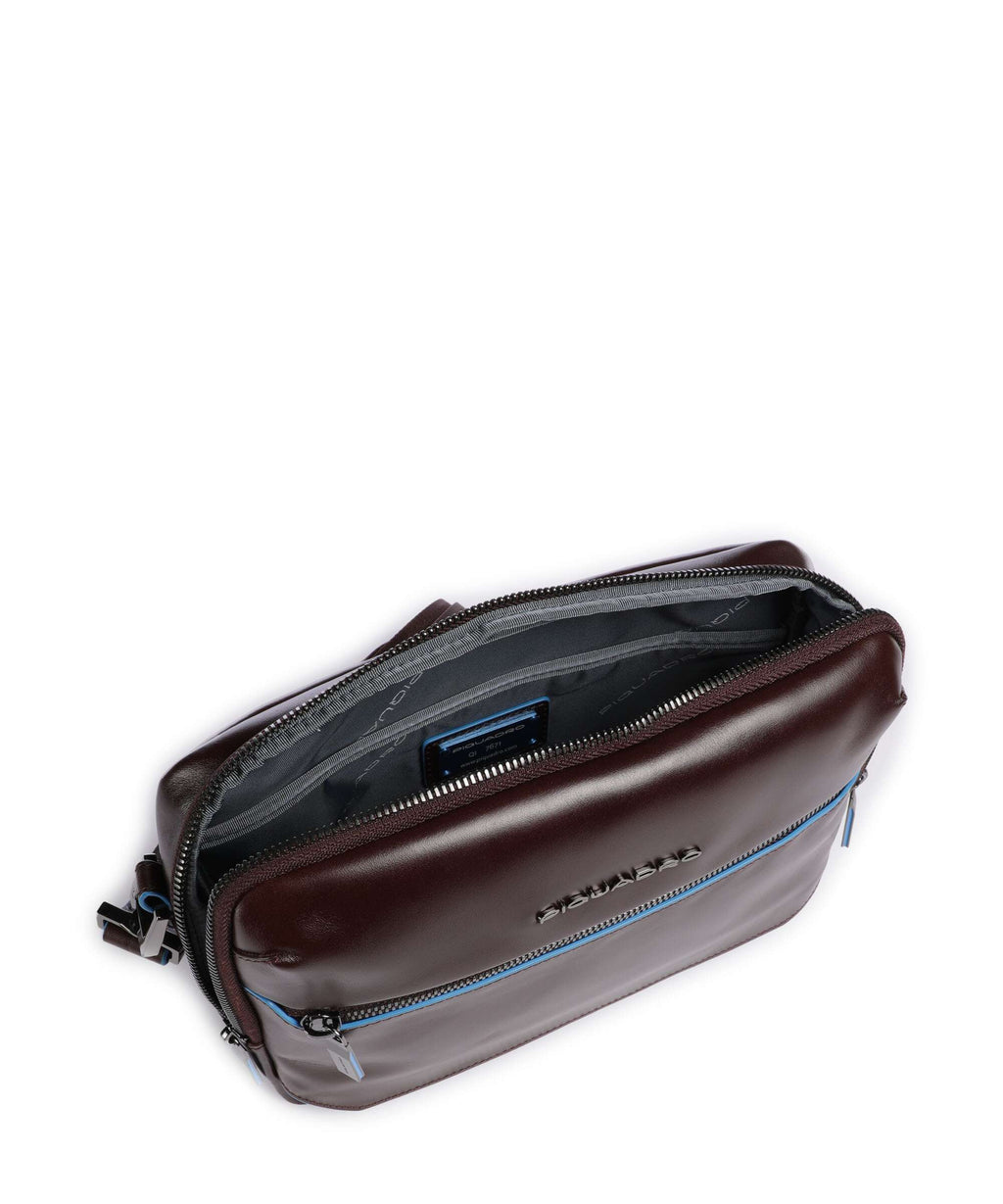Piquadro Blue Square Crossbody bag mogano