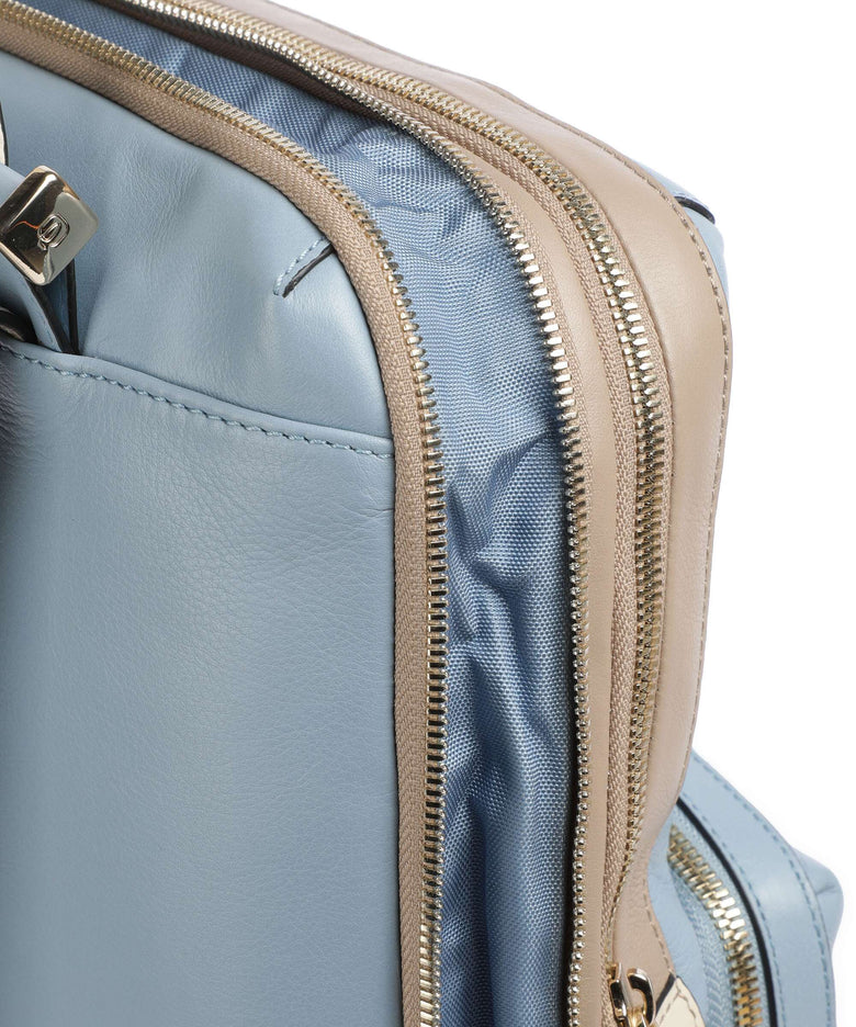Piquadro Circle Laptop backpack light blue/beige