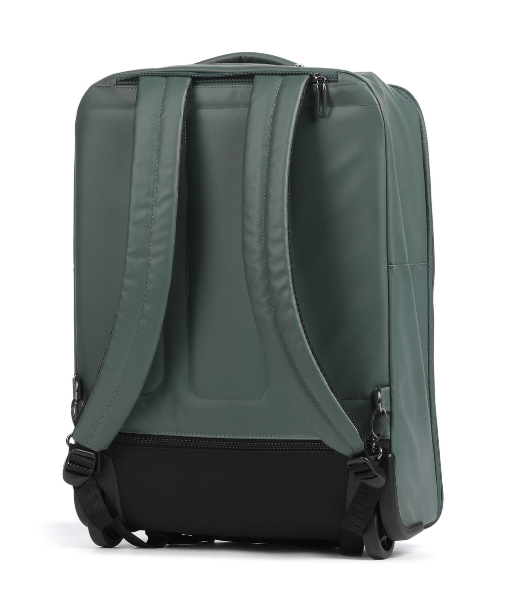 Mandarina Duck Eco Coated Backpack with wheels deep green