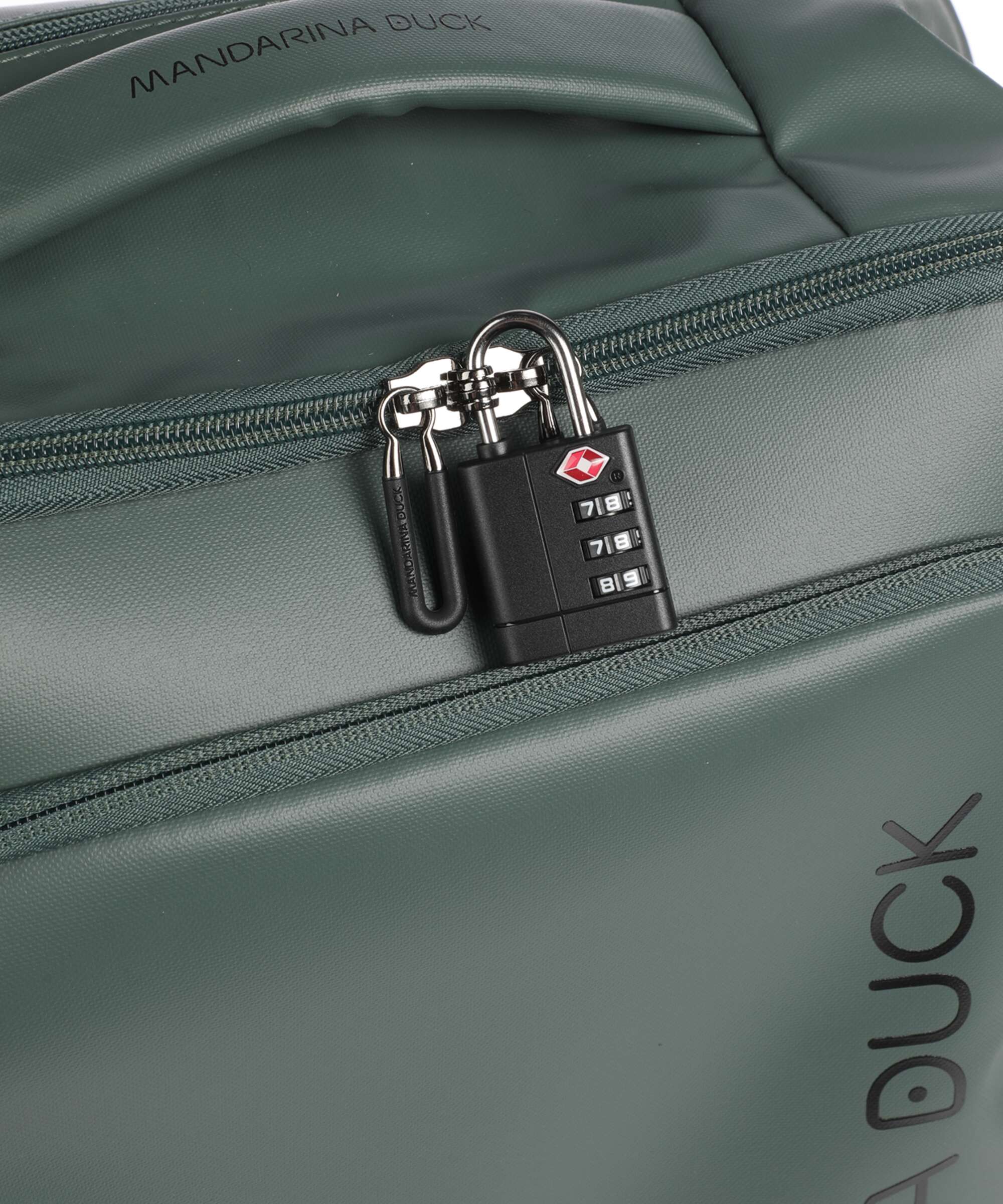Mandarina Duck Eco Coated Backpack with wheels deep green