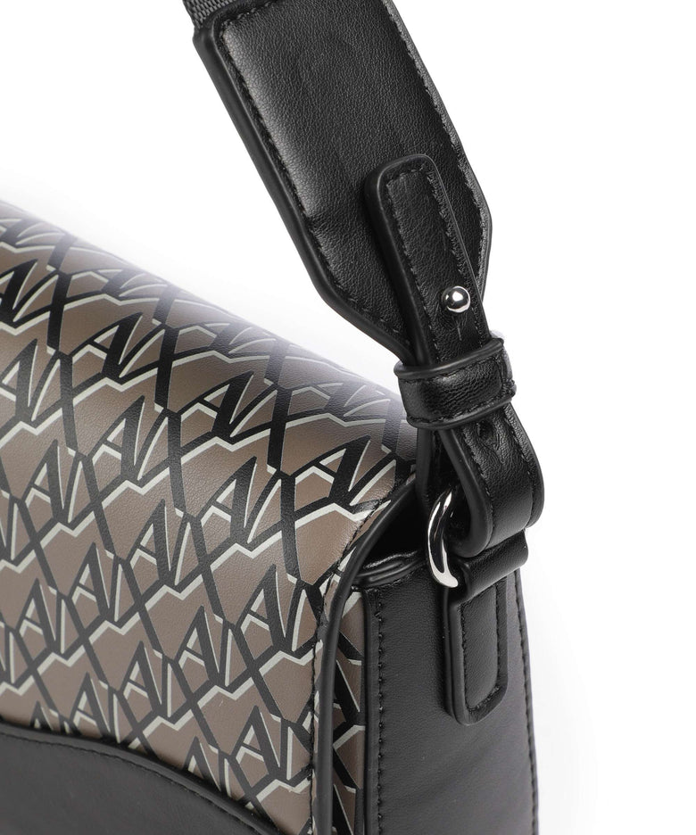 Armani Exchange Wave Monogram Crossbody bag brown bass/black