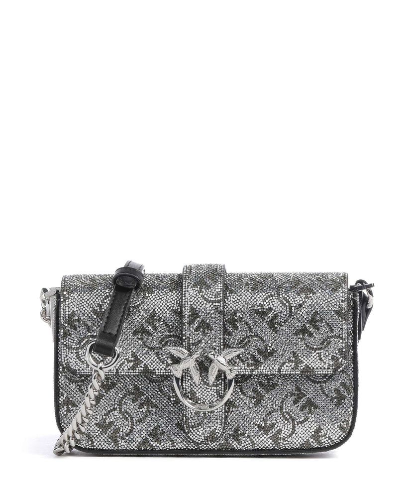 Pinko Love One Baby Slouchy Crossbody bag argento/nickel lucido