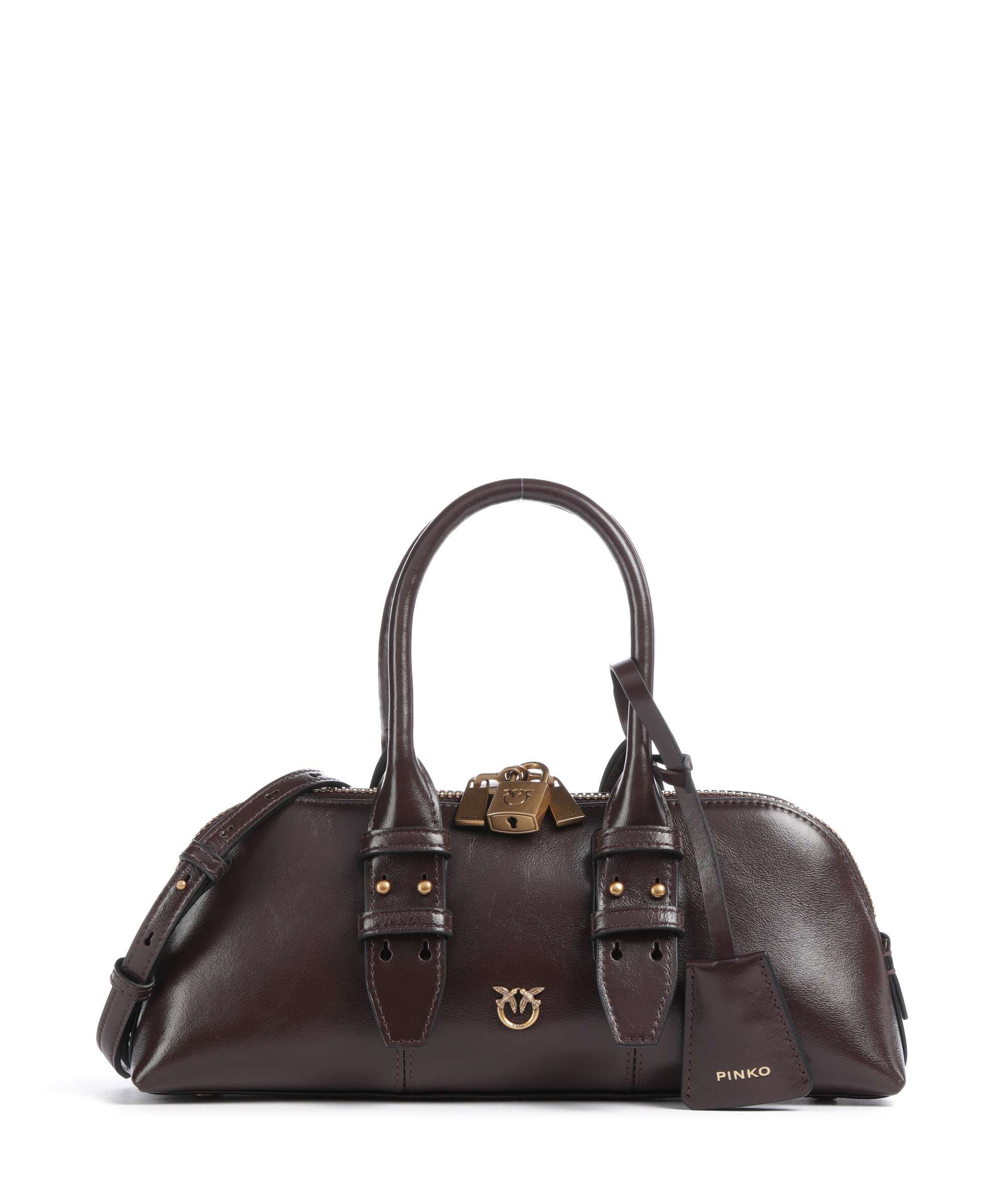 Pinko Bowling Horizontal Handbag rosso mogano/antique gold