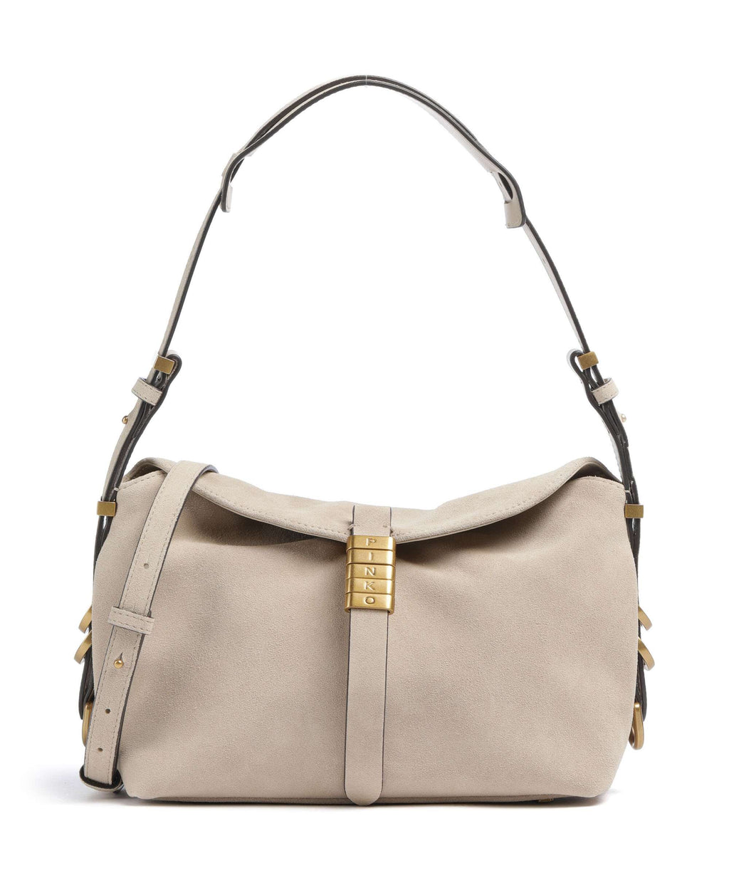 Pinko Saddle Horizontal Mini Shoulder bag beige/grigio fumo/antique gold