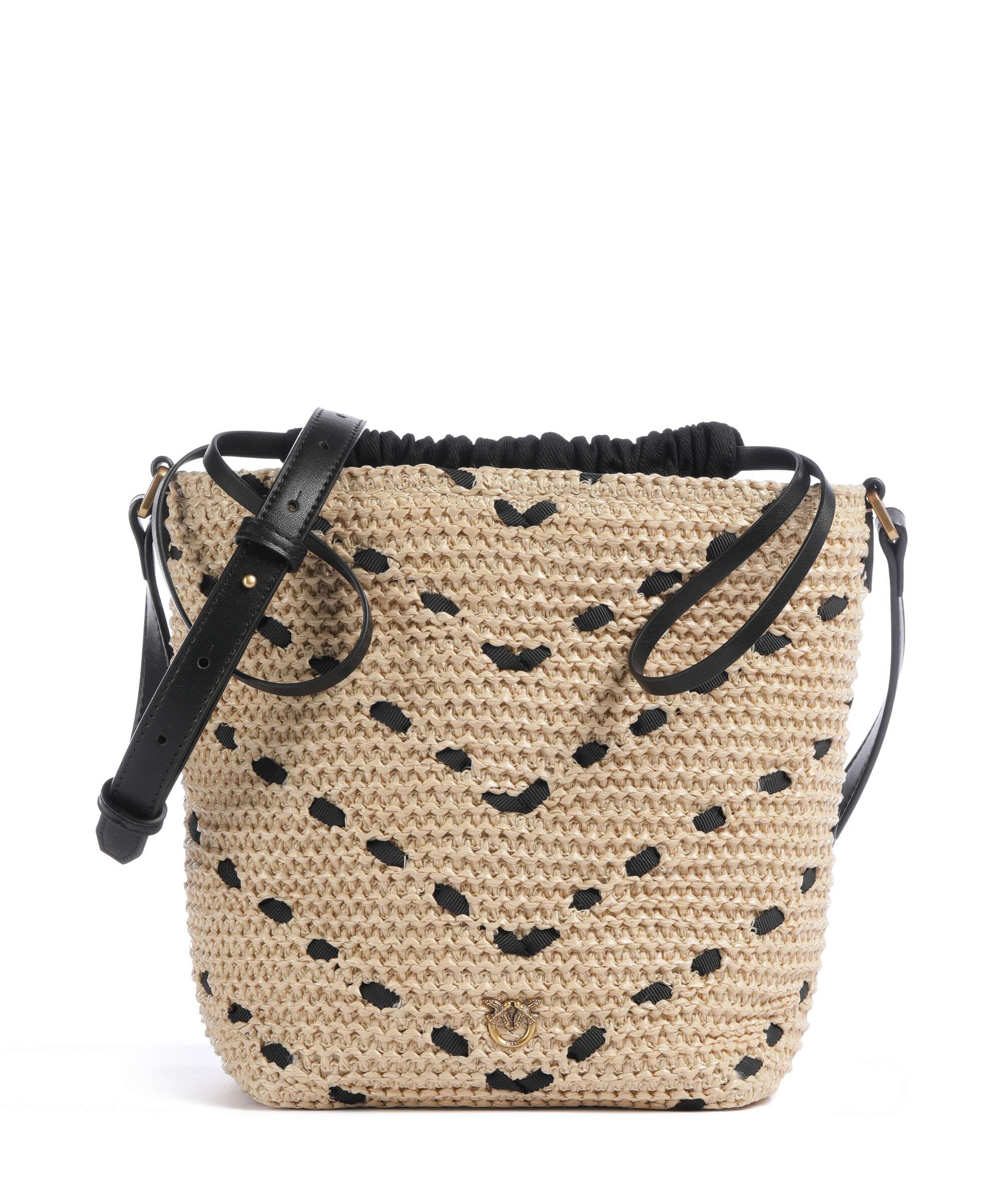 Pinko Bucket bag paglia/nero/antique gold