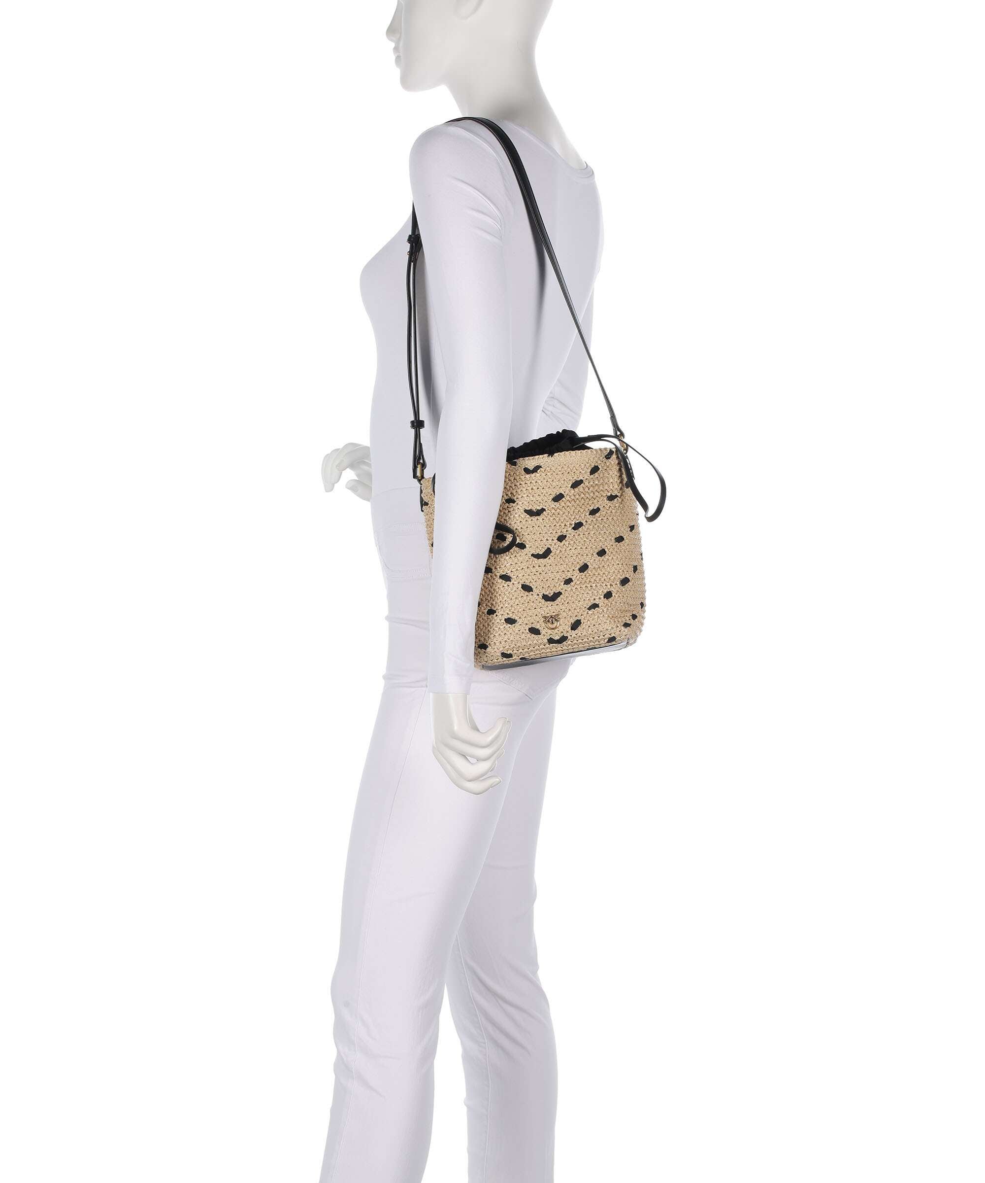 Pinko Bucket bag paglia/nero/antique gold